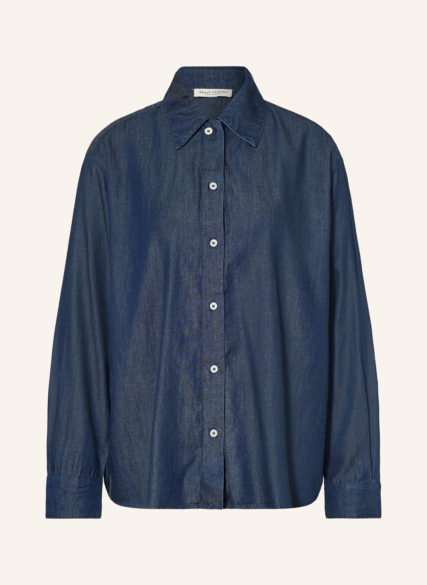 Marc O'Polo Overhemdblouse in denimlook: DONKERBLAUW