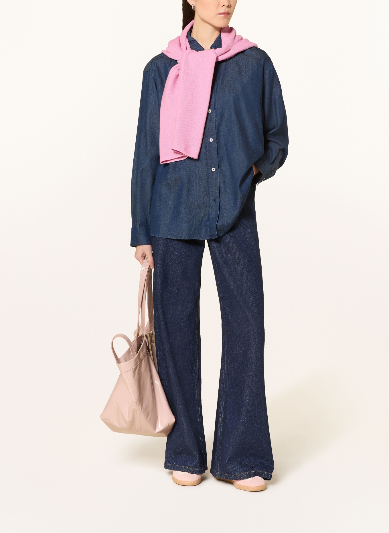 Marc O'Polo Overhemdblouse in denimlook: DONKERBLAUW