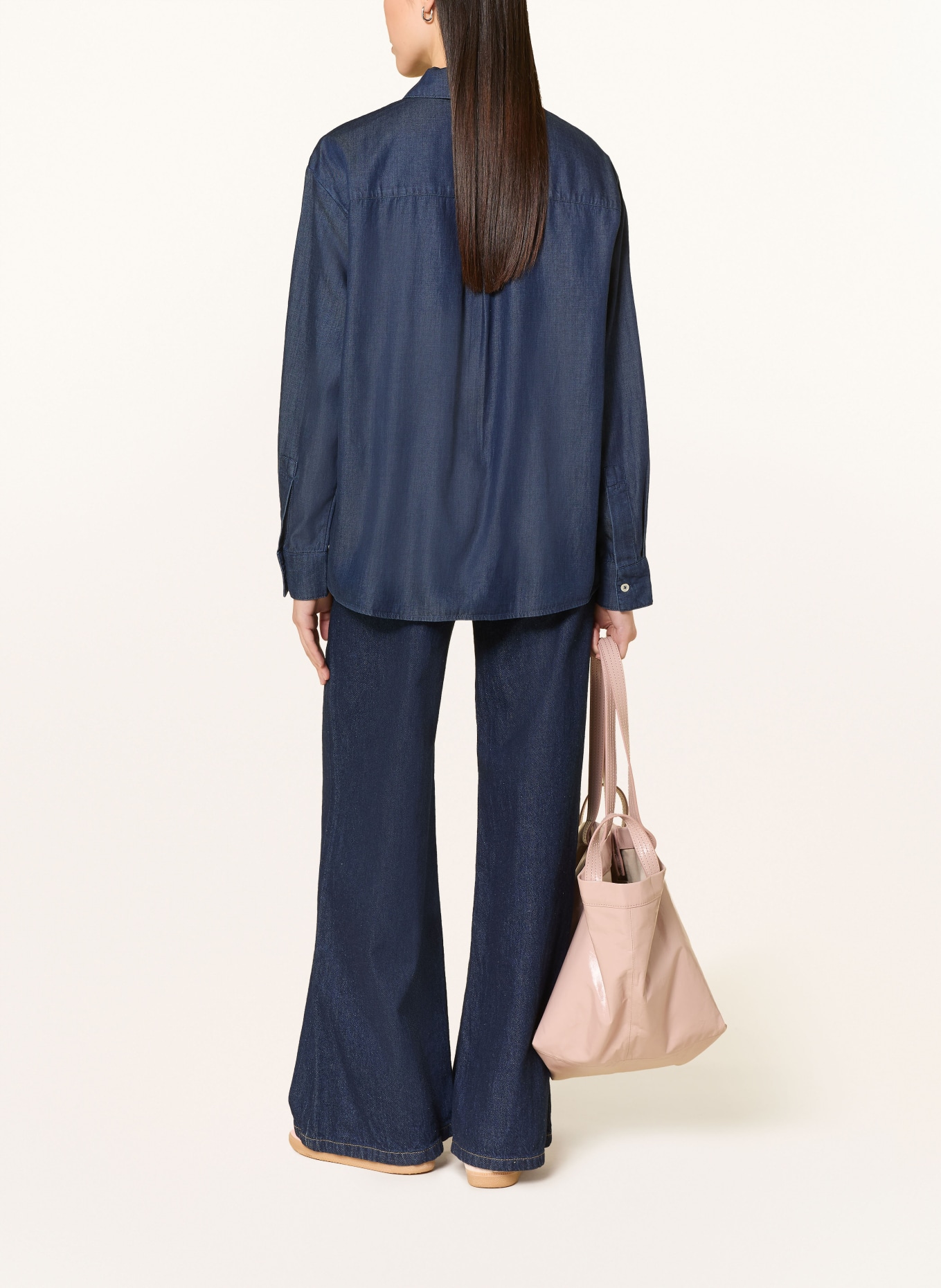 Marc O'Polo Overhemdblouse in denimlook: DONKERBLAUW