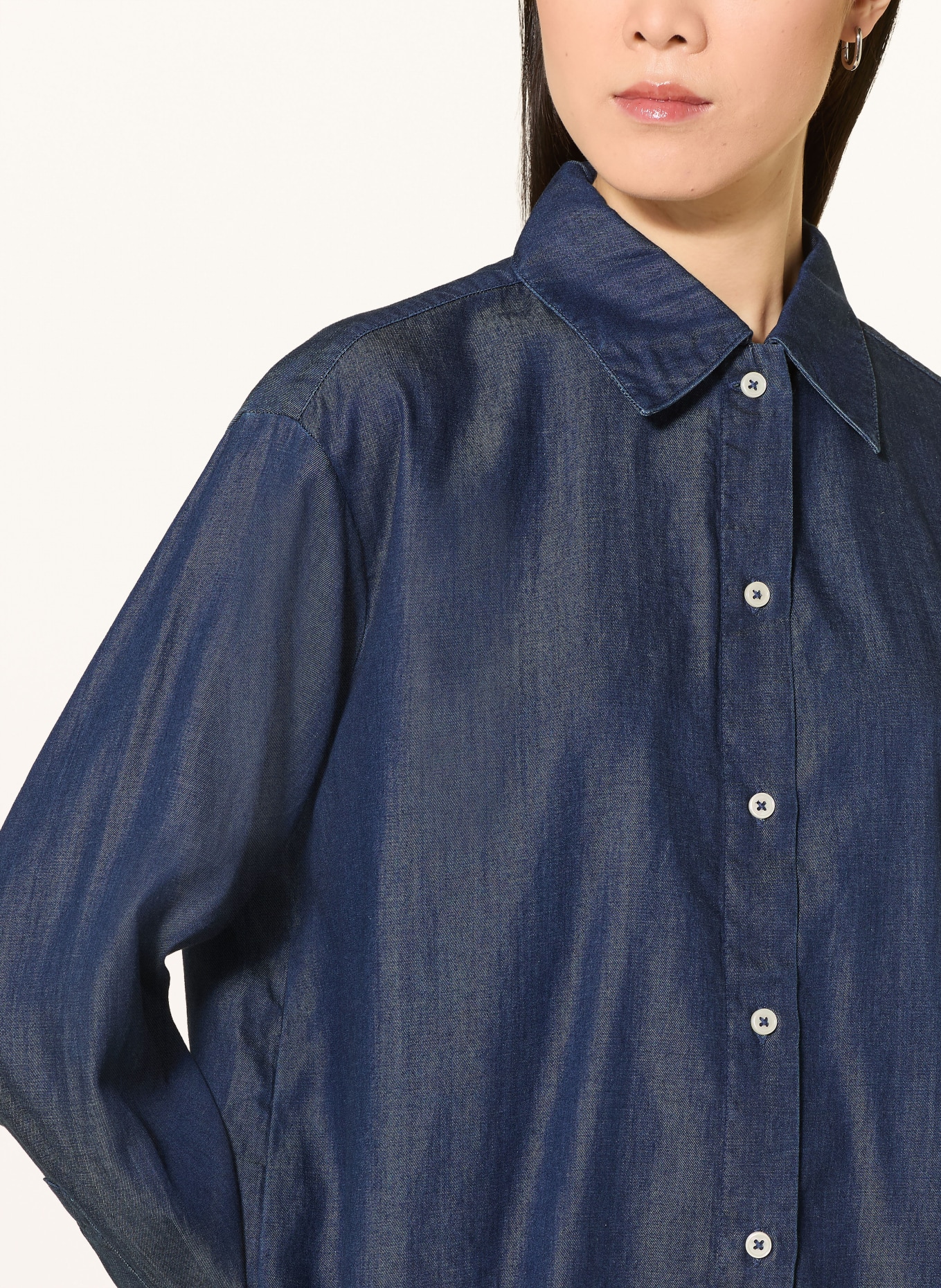 Marc O'Polo Overhemdblouse in denimlook: DONKERBLAUW