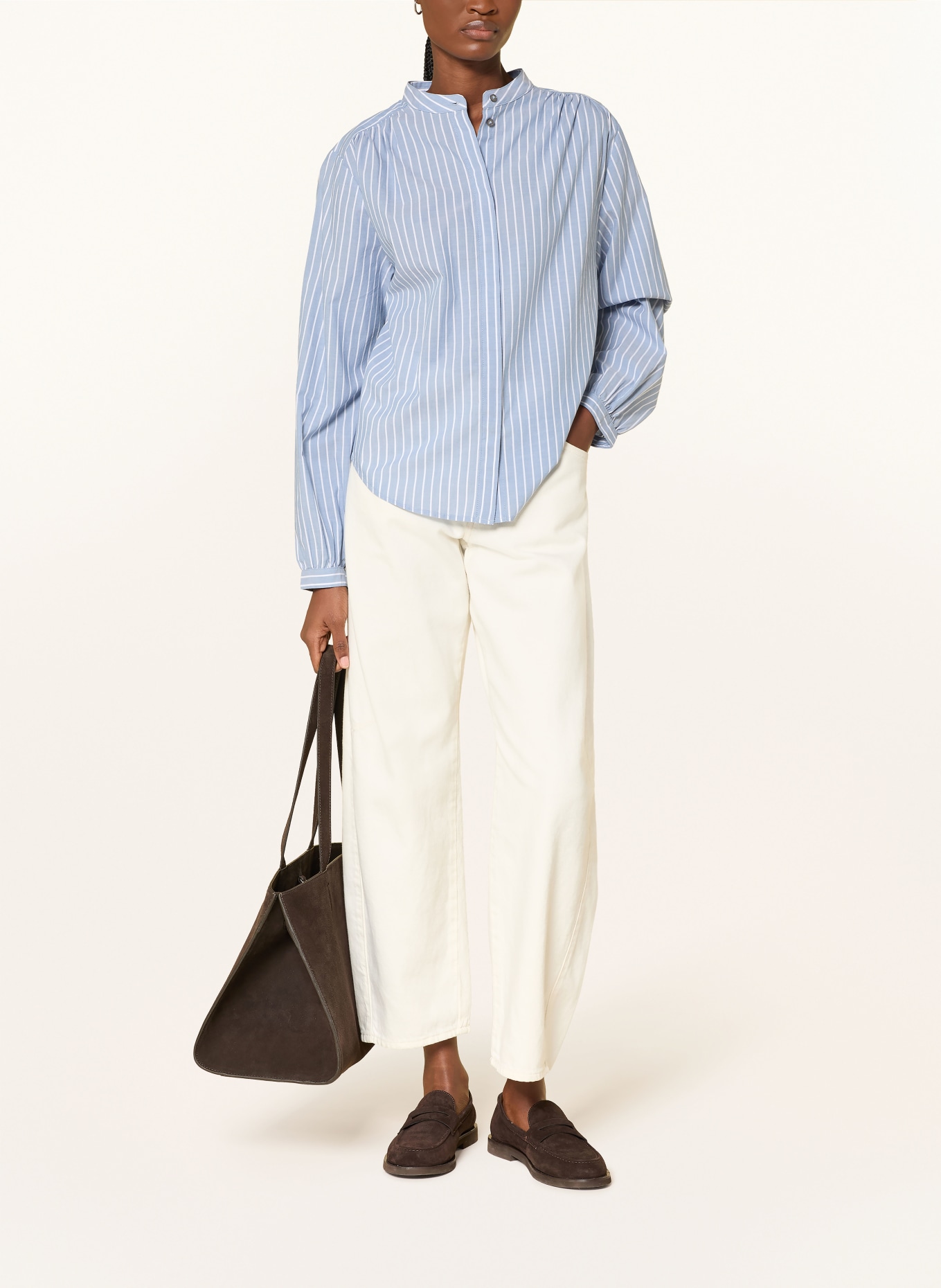 Marc O'Polo Bluse: HELLBLAU / WEISS