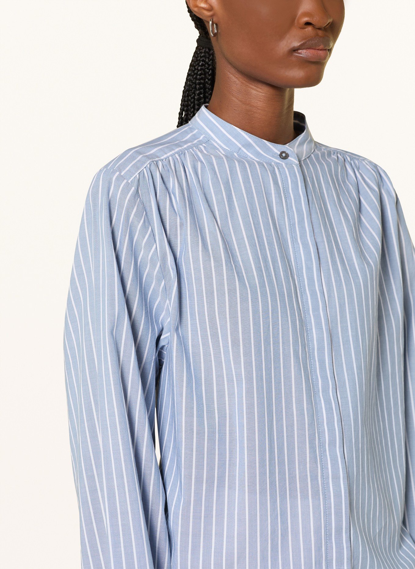 Marc O'Polo Bluse: HELLBLAU / WEISS