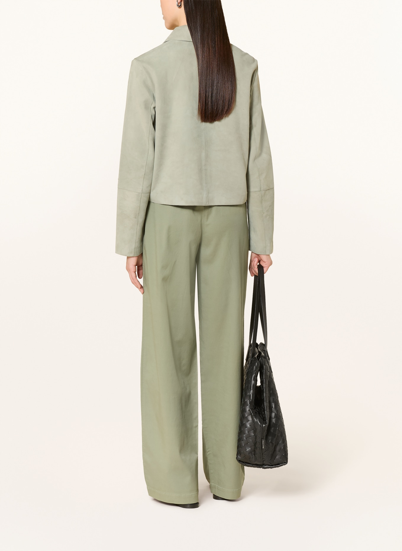 Marc O'Polo leren jas: LICHTGROEN