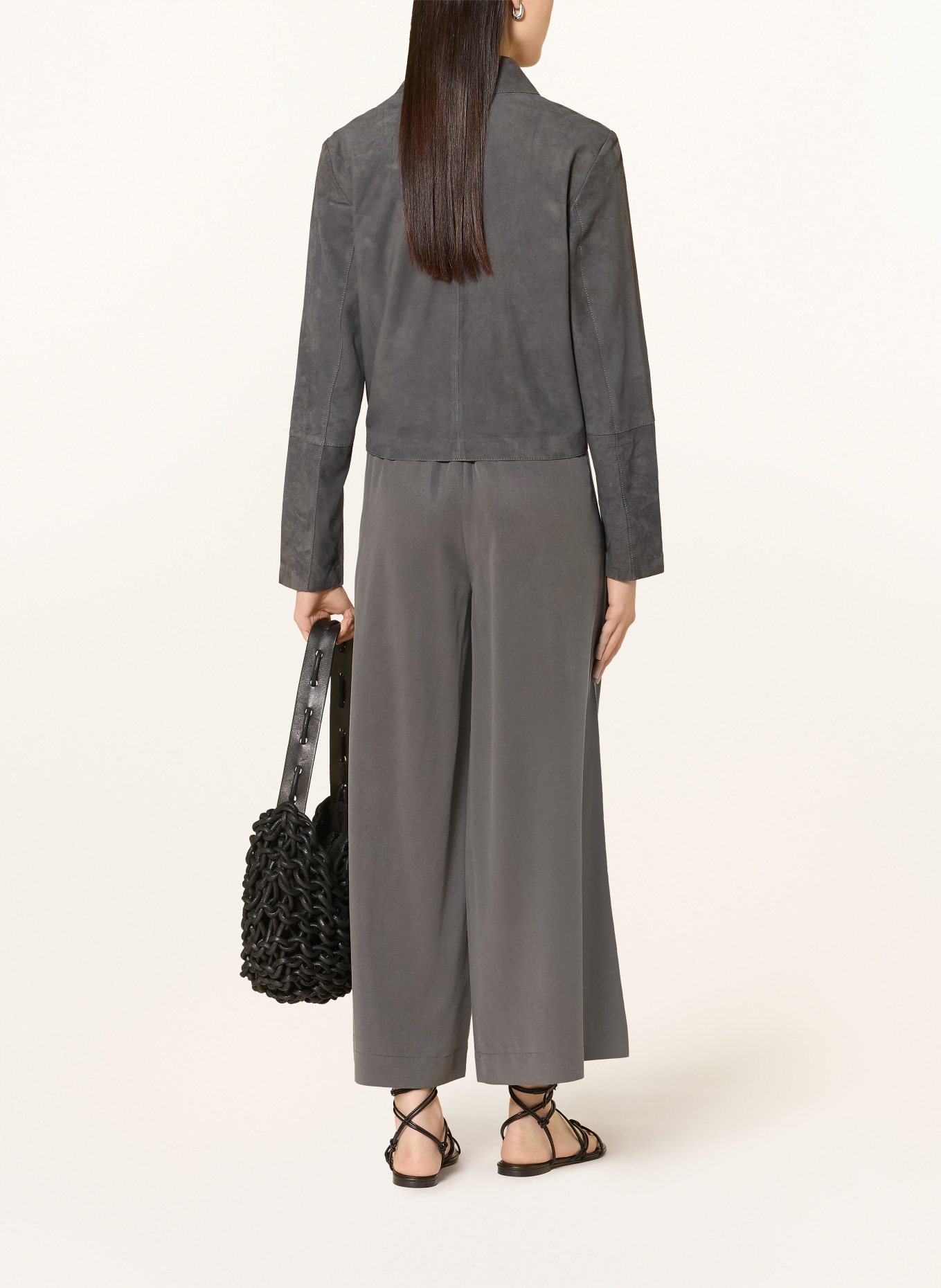 Marc O'Polo veste en cuir: GRIS FONCÉ