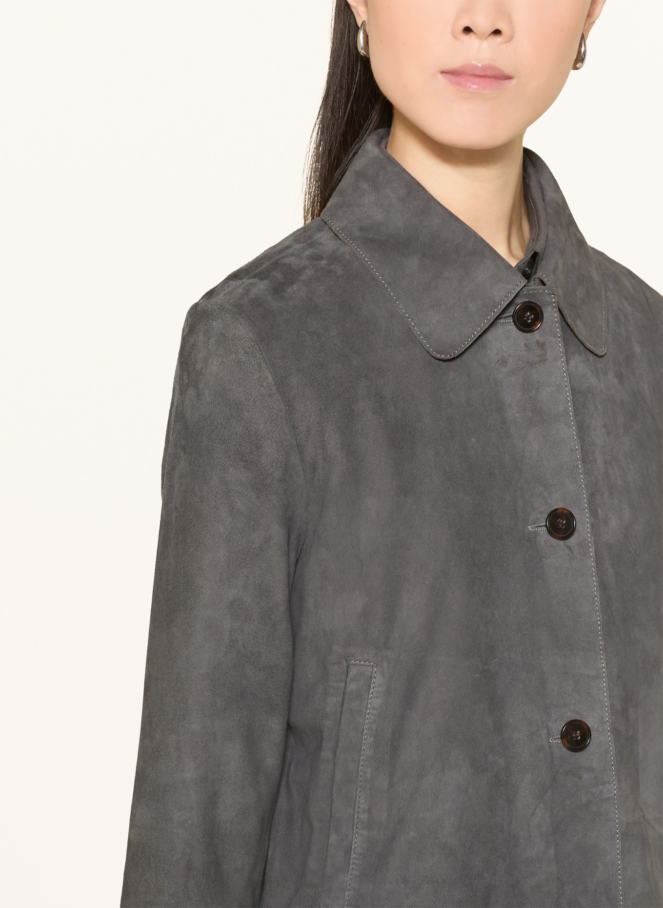 Marc O'Polo veste en cuir: GRIS FONCÉ