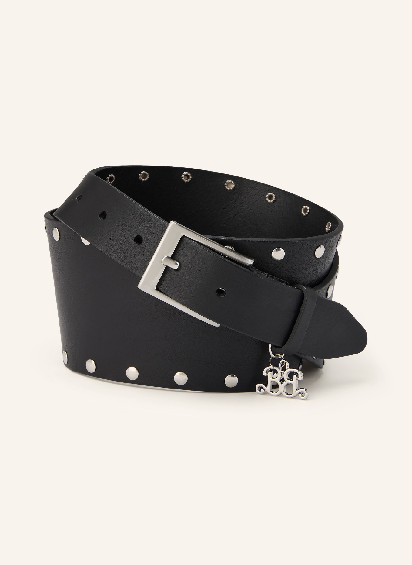 GESTUZ Ceinture à rivets: NOIR / ARGENT