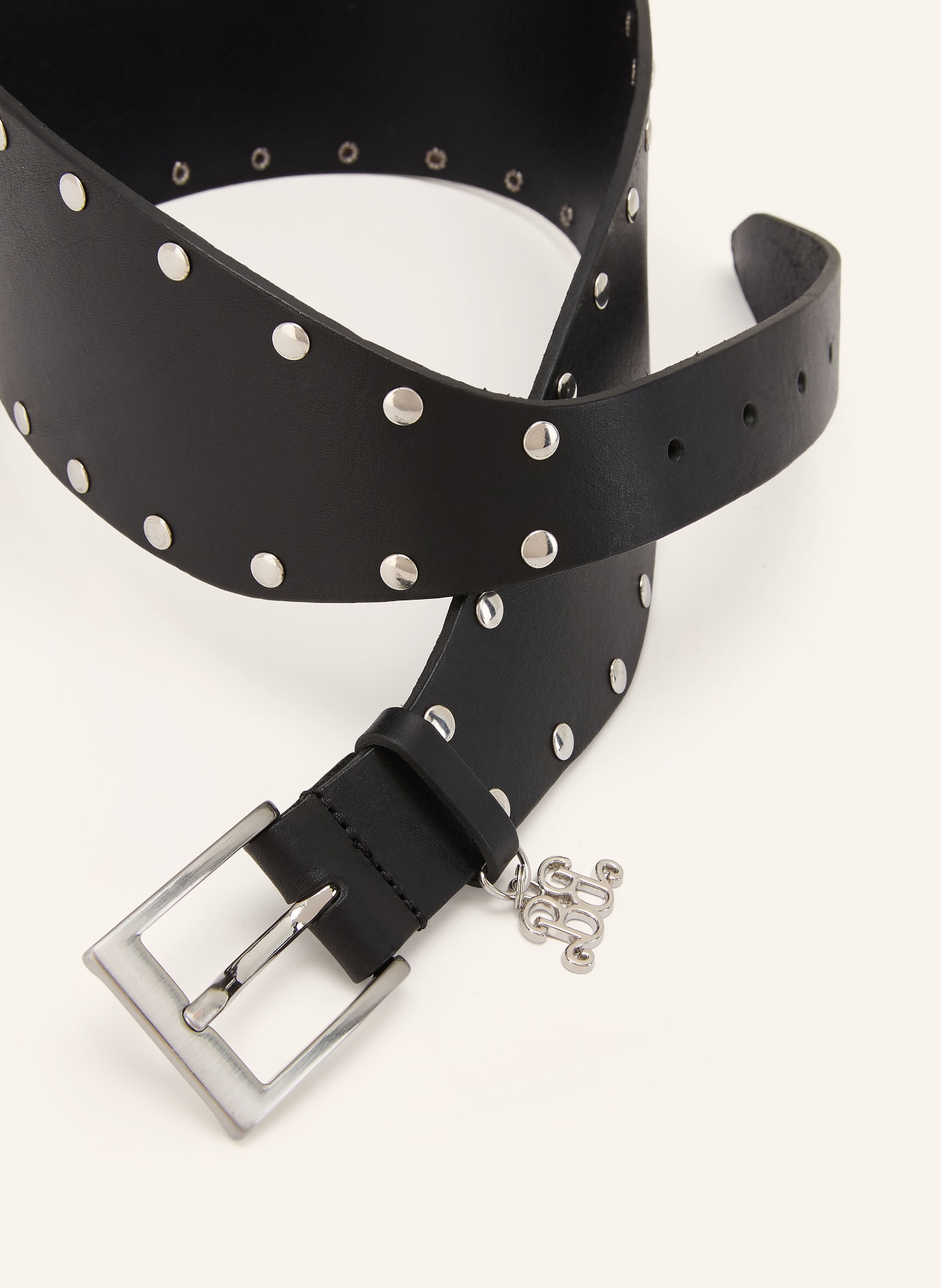 GESTUZ Ceinture à rivets: NOIR / ARGENT