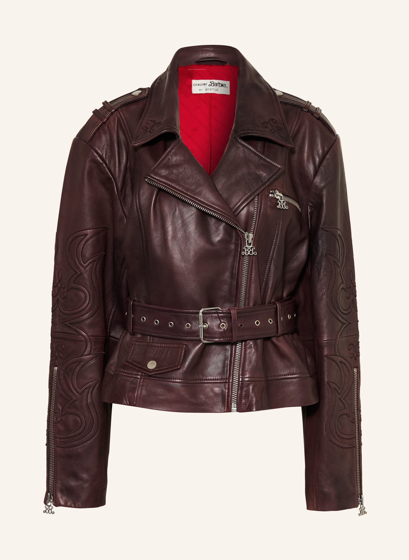 GESTUZ Lederjacke BXGKEN: DUNKELROT
