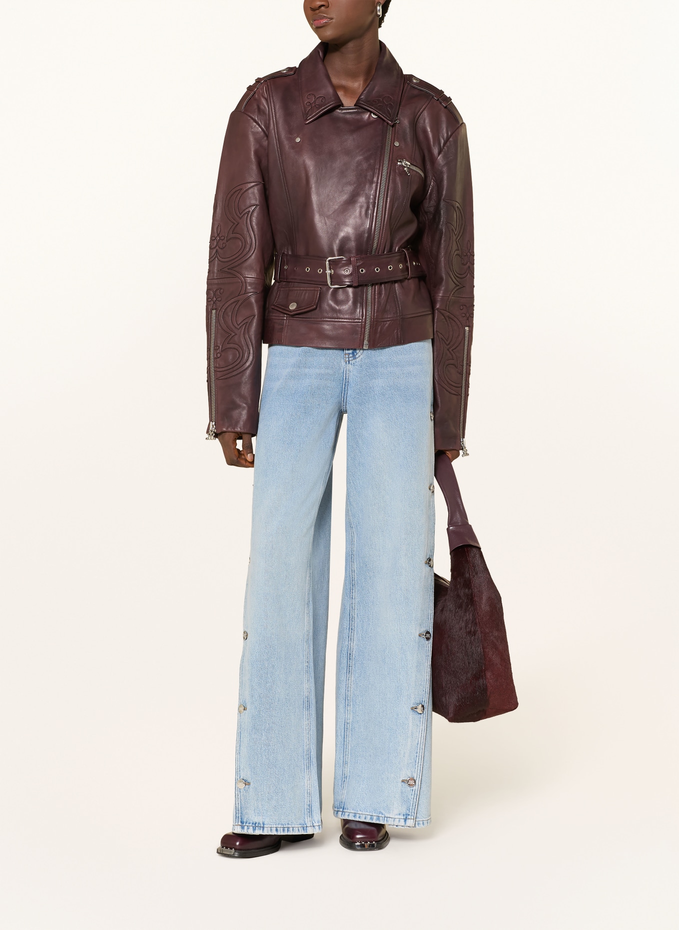 GESTUZ Lederjacke BXGKEN: DUNKELROT