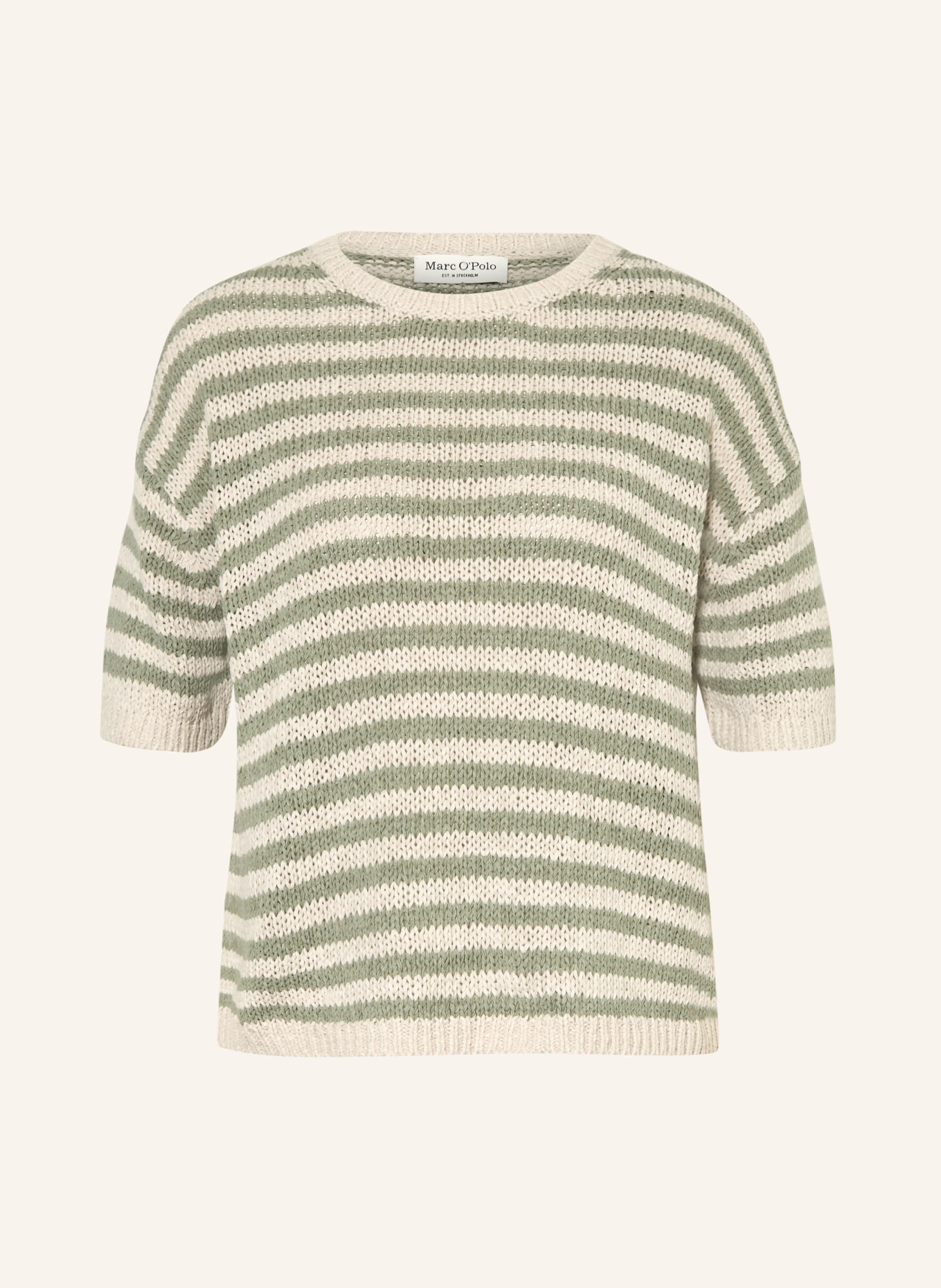 Marc O'Polo Gebreide trui: GROEN / LICHTGRIJS
