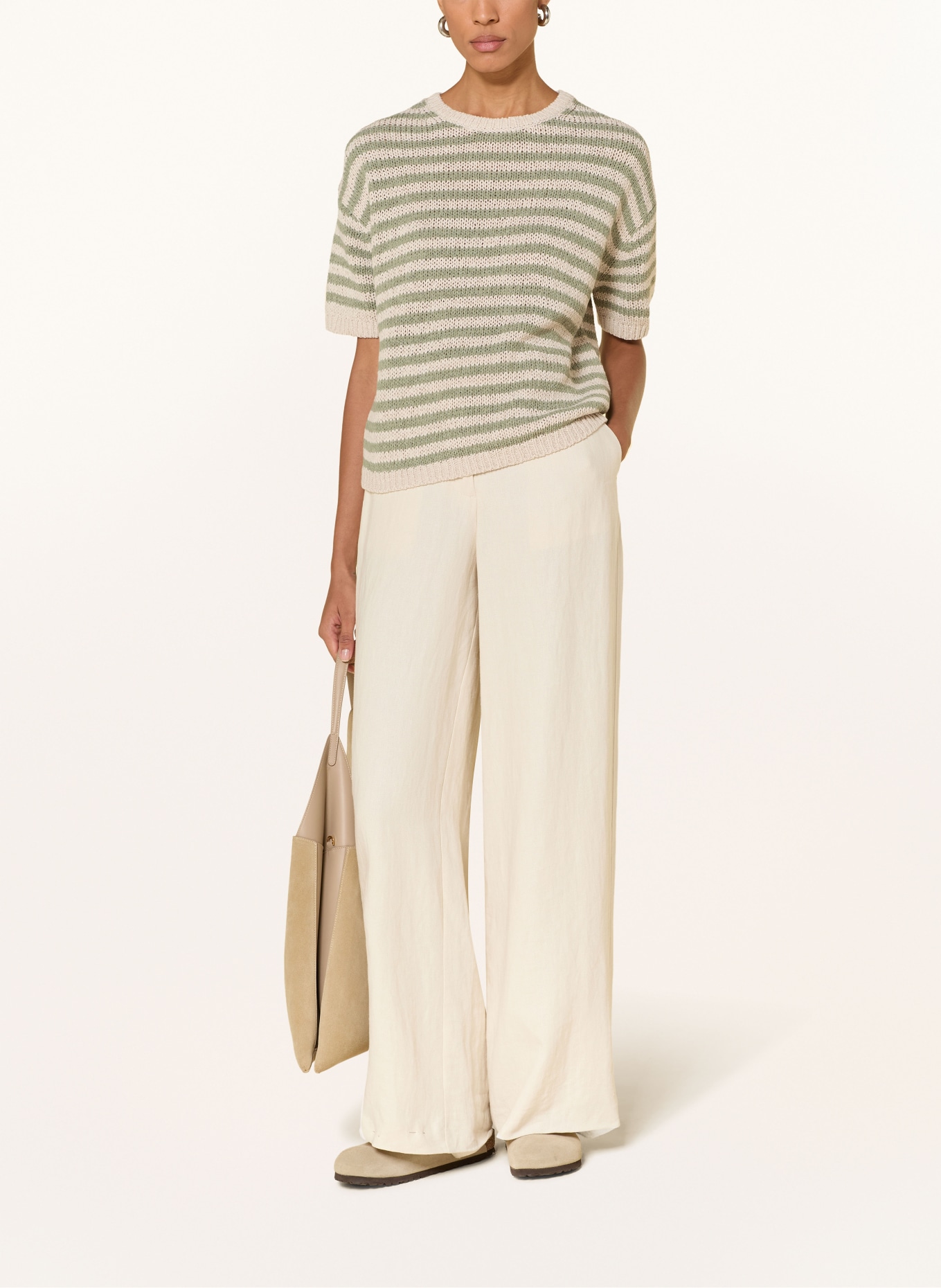 Marc O'Polo Gebreide trui: GROEN / LICHTGRIJS