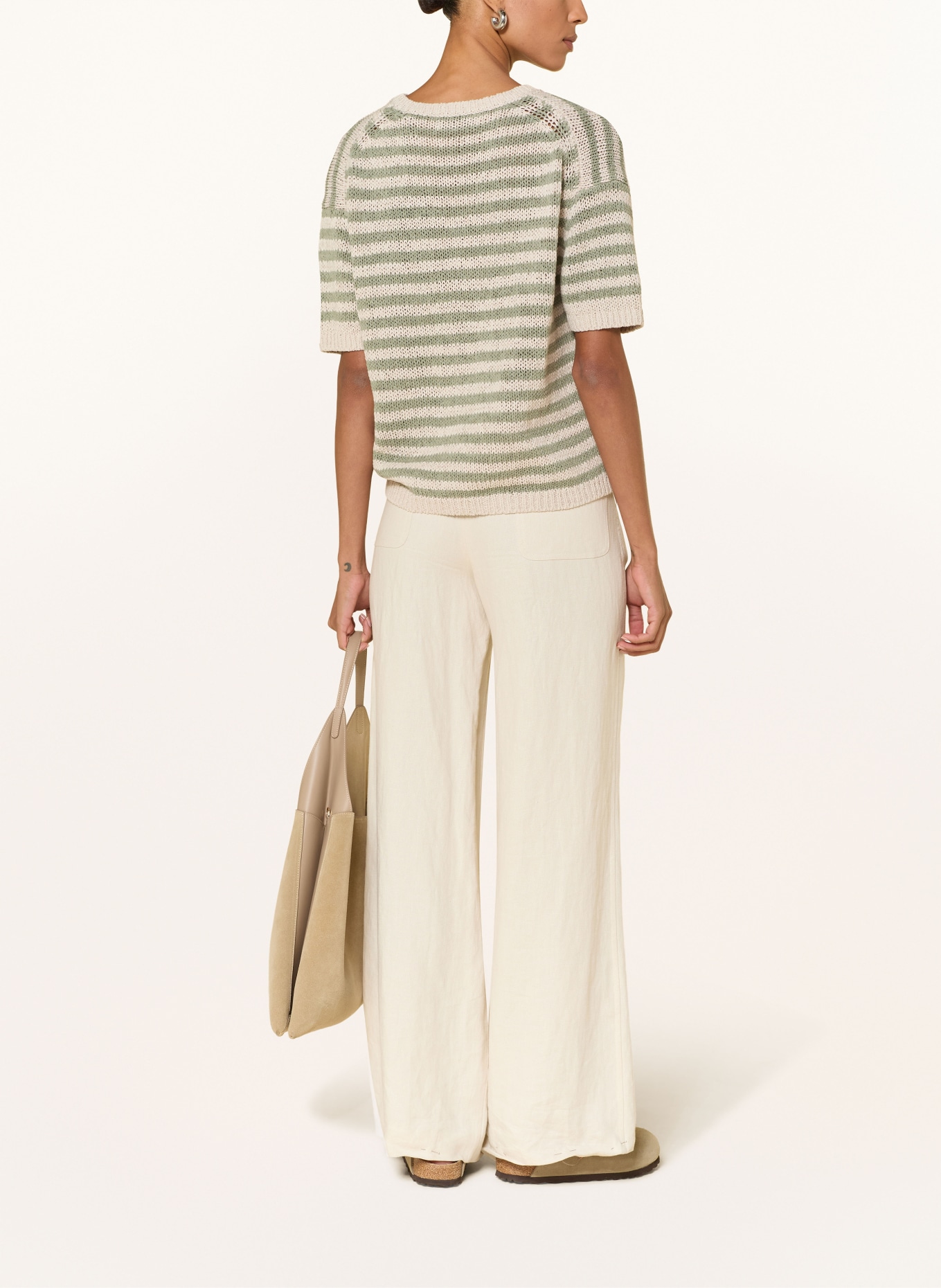 Marc O'Polo Gebreide trui: GROEN / LICHTGRIJS