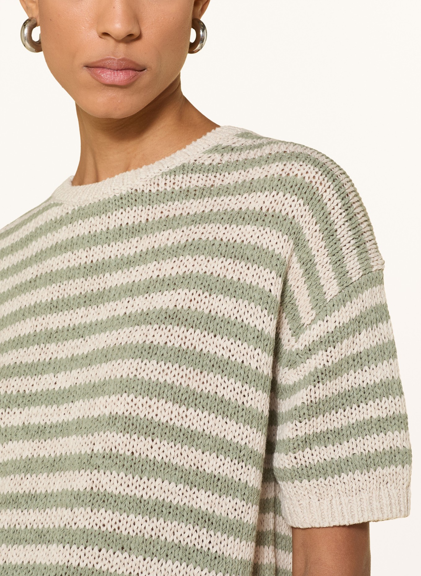 Marc O'Polo Gebreide trui: GROEN / LICHTGRIJS