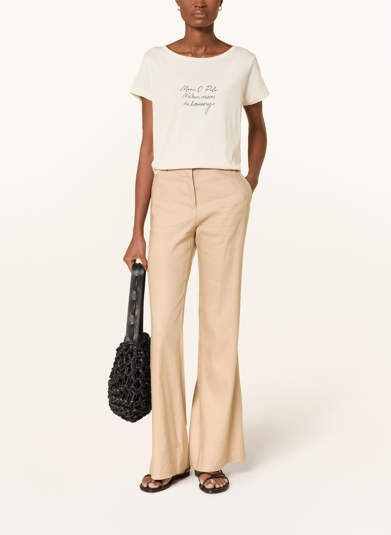 Marc O'Polo T-Shirt: HELLBRAUN / SCHWARZ