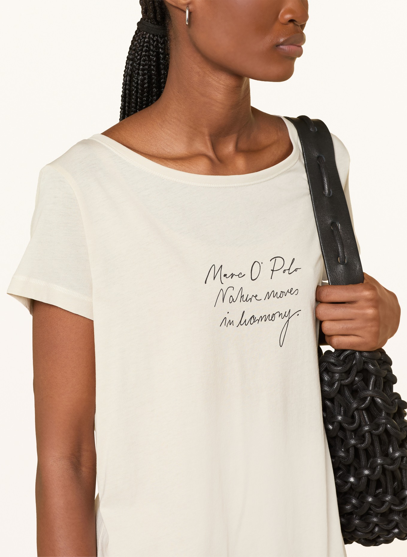 Marc O'Polo T-Shirt: HELLBRAUN / SCHWARZ