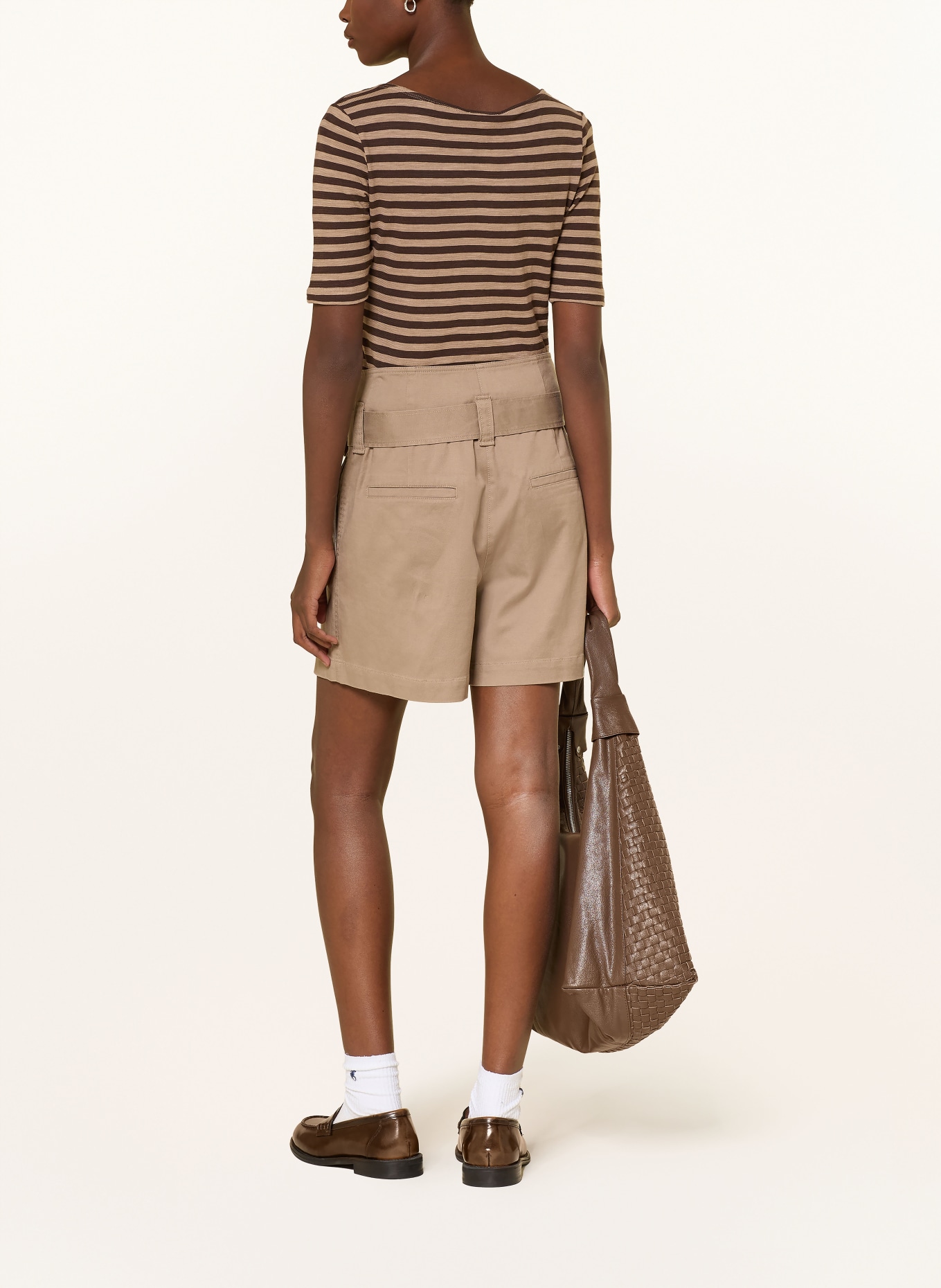 Marc O'Polo T-Shirt: BEIGE / DUNKELBRAUN