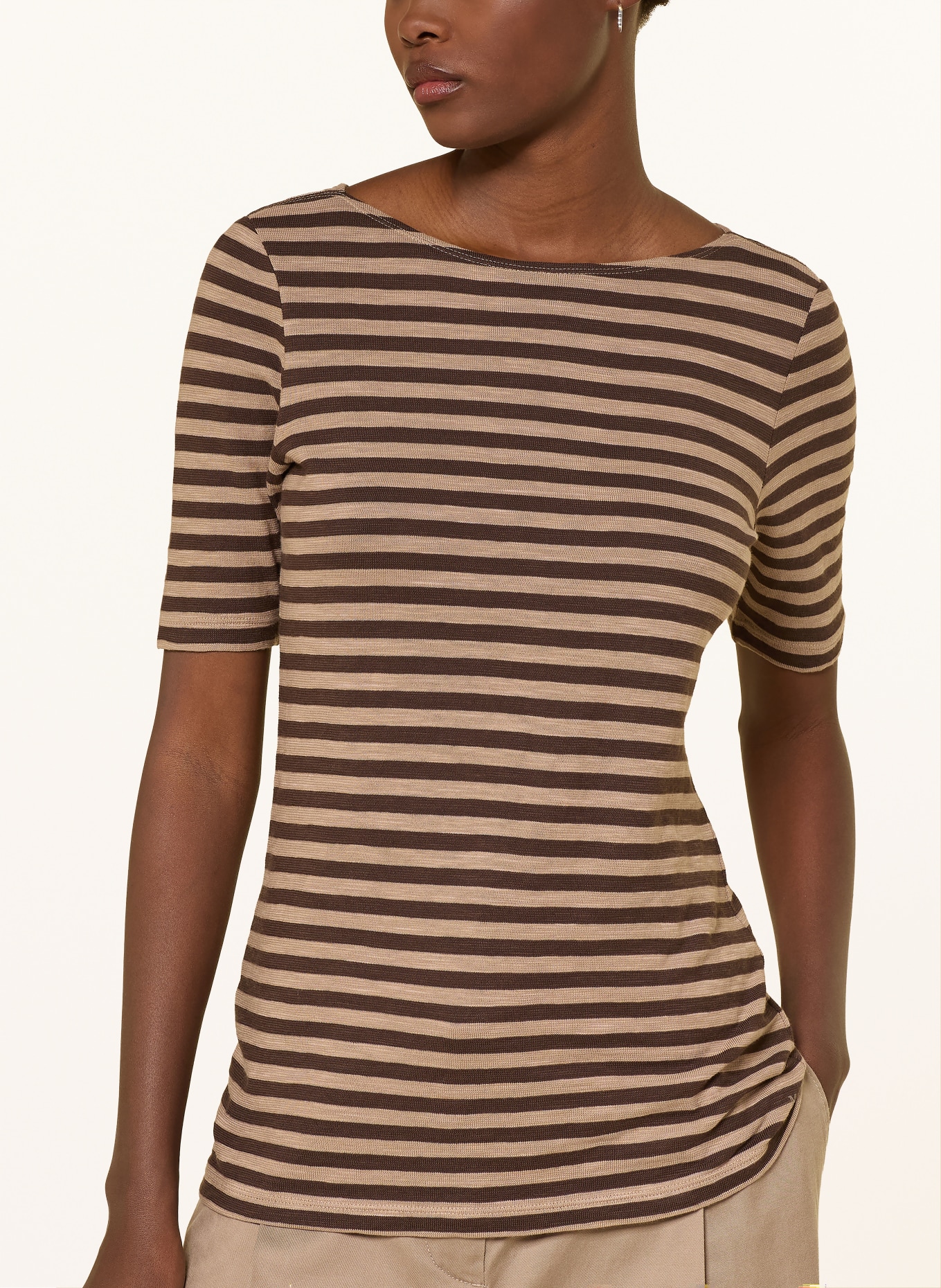 Marc O'Polo T-Shirt: BEIGE / DUNKELBRAUN