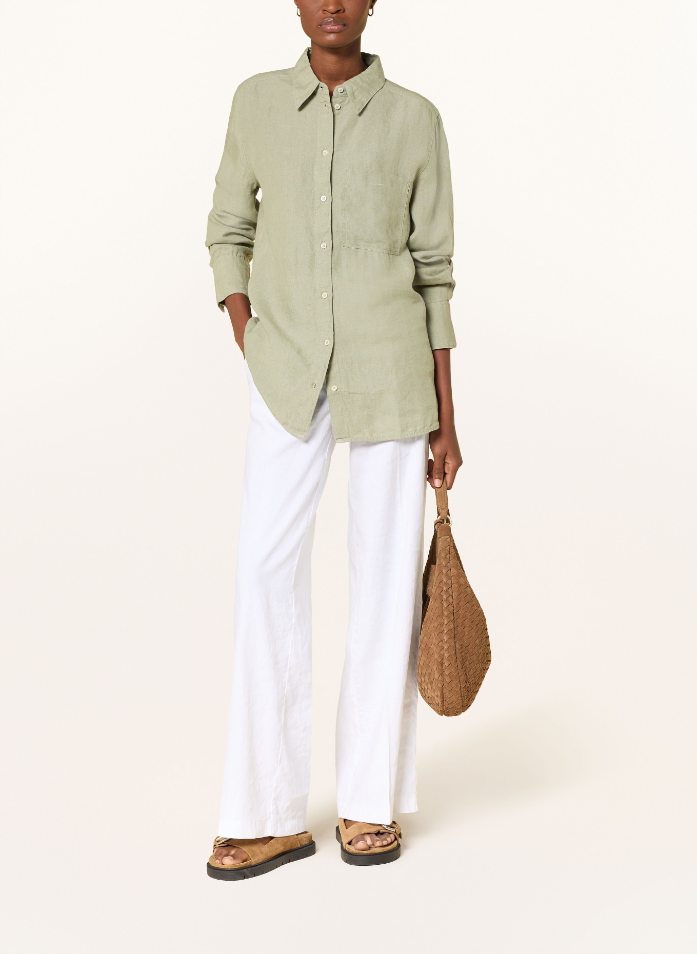 Marc O'Polo Hemdbluse aus Leinen: HELLGRÜN