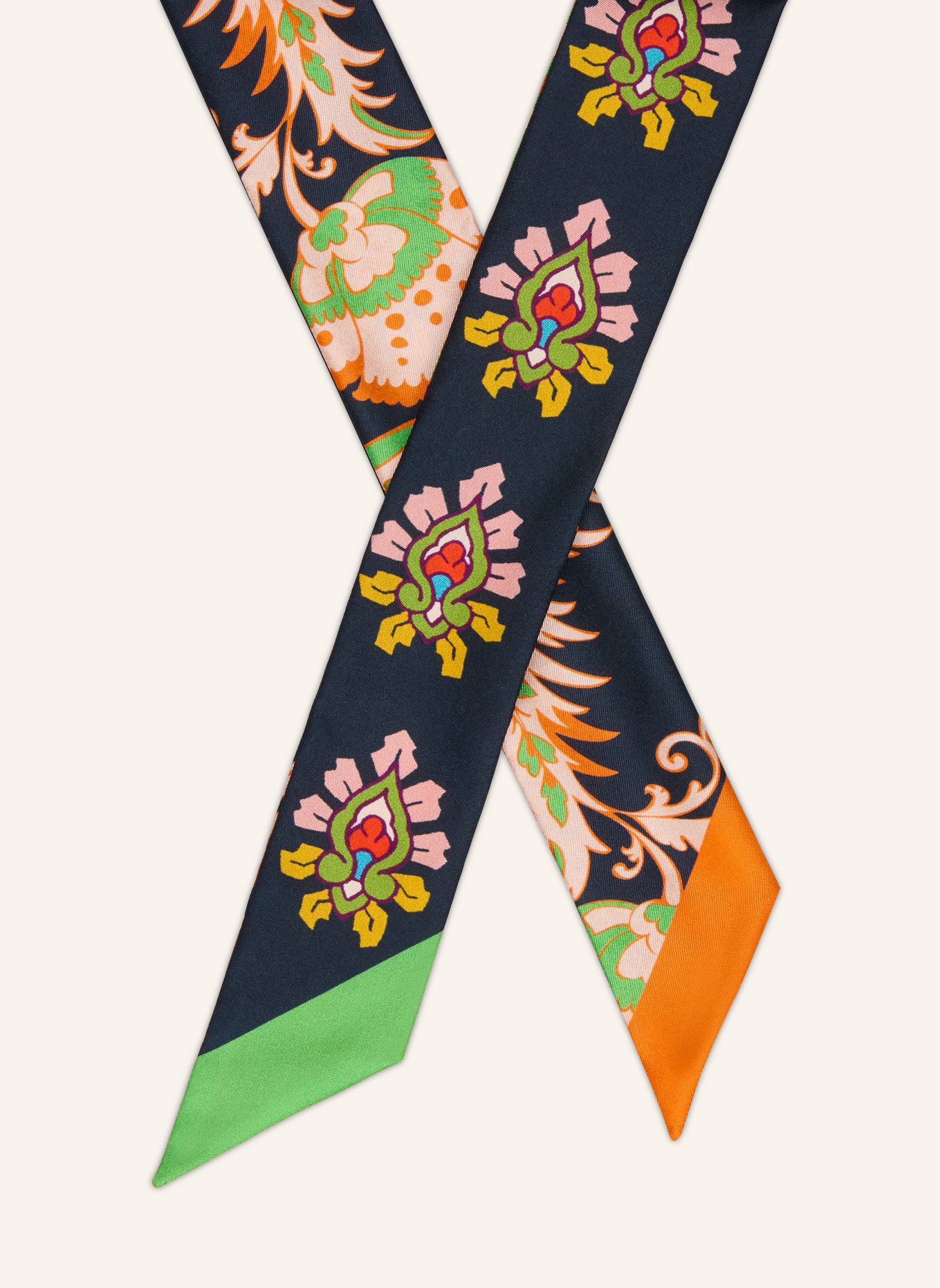 ETRO Seidentuch: DUNKELBLAU / ORANGE / GRÜN