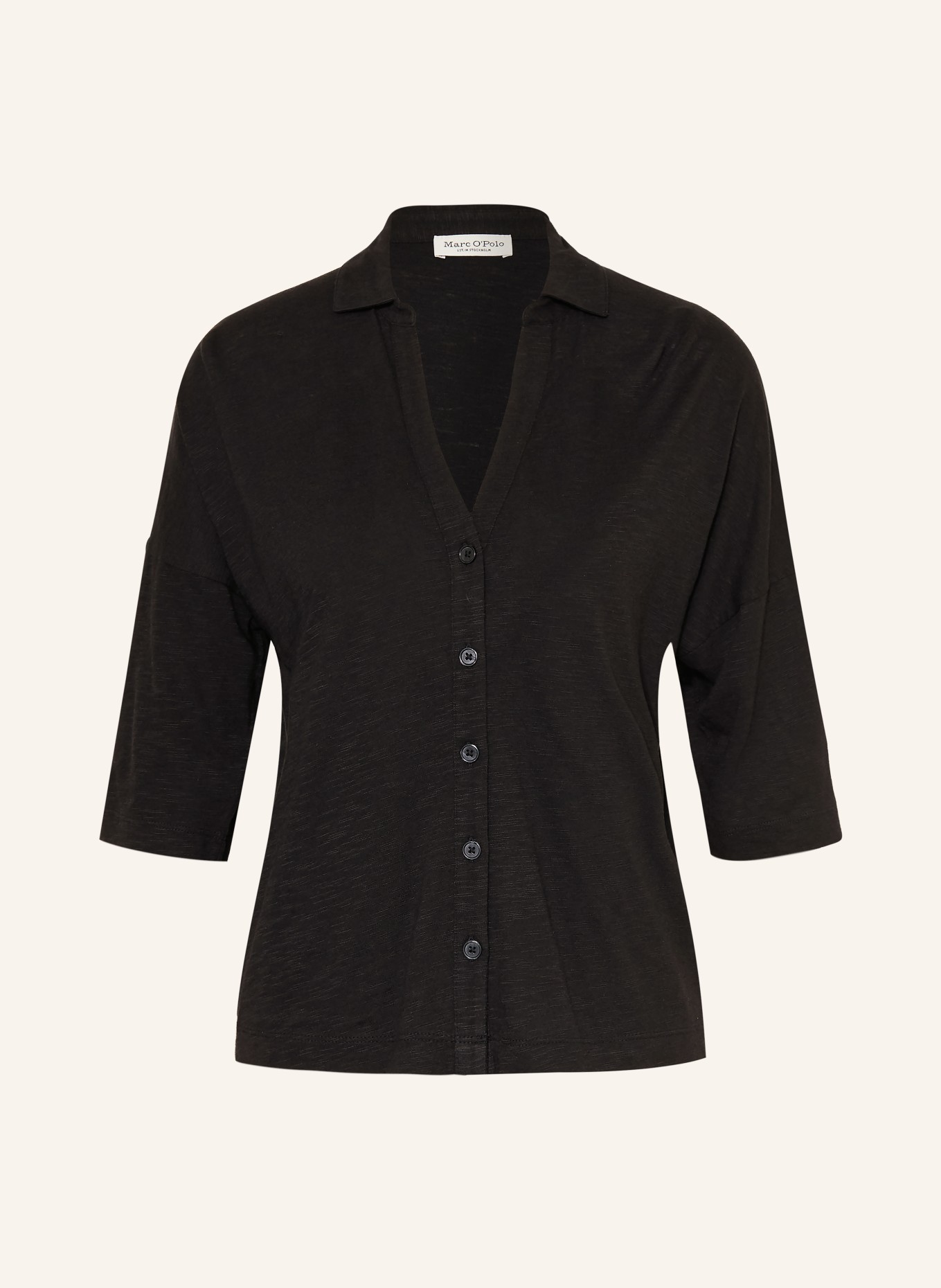 Marc O'Polo Chemisier en jersey à manches 3/4: NOIR