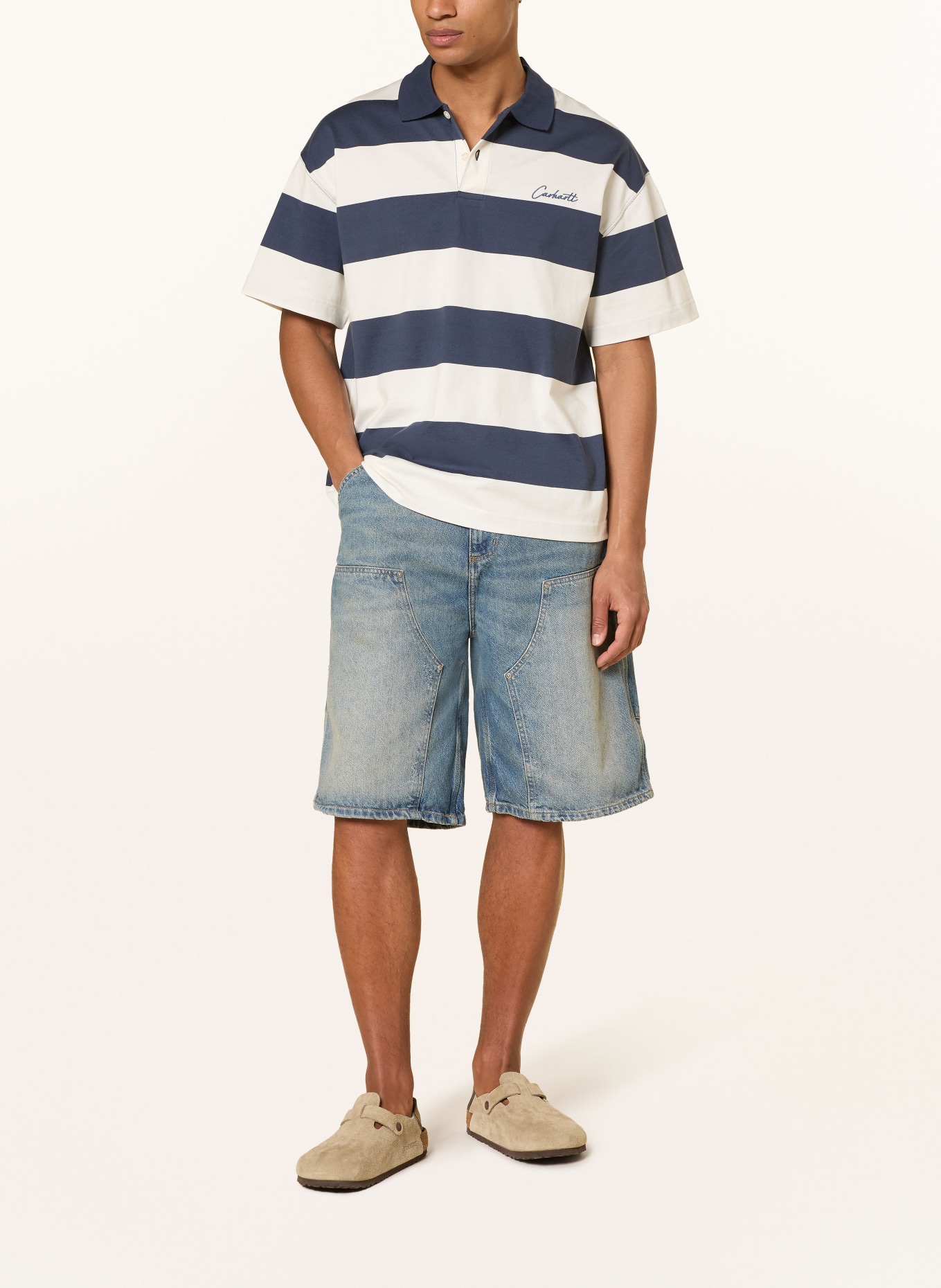 carhartt WIP Jersey-Poloshirt DELRAY: DUNKELBLAU / WEISS