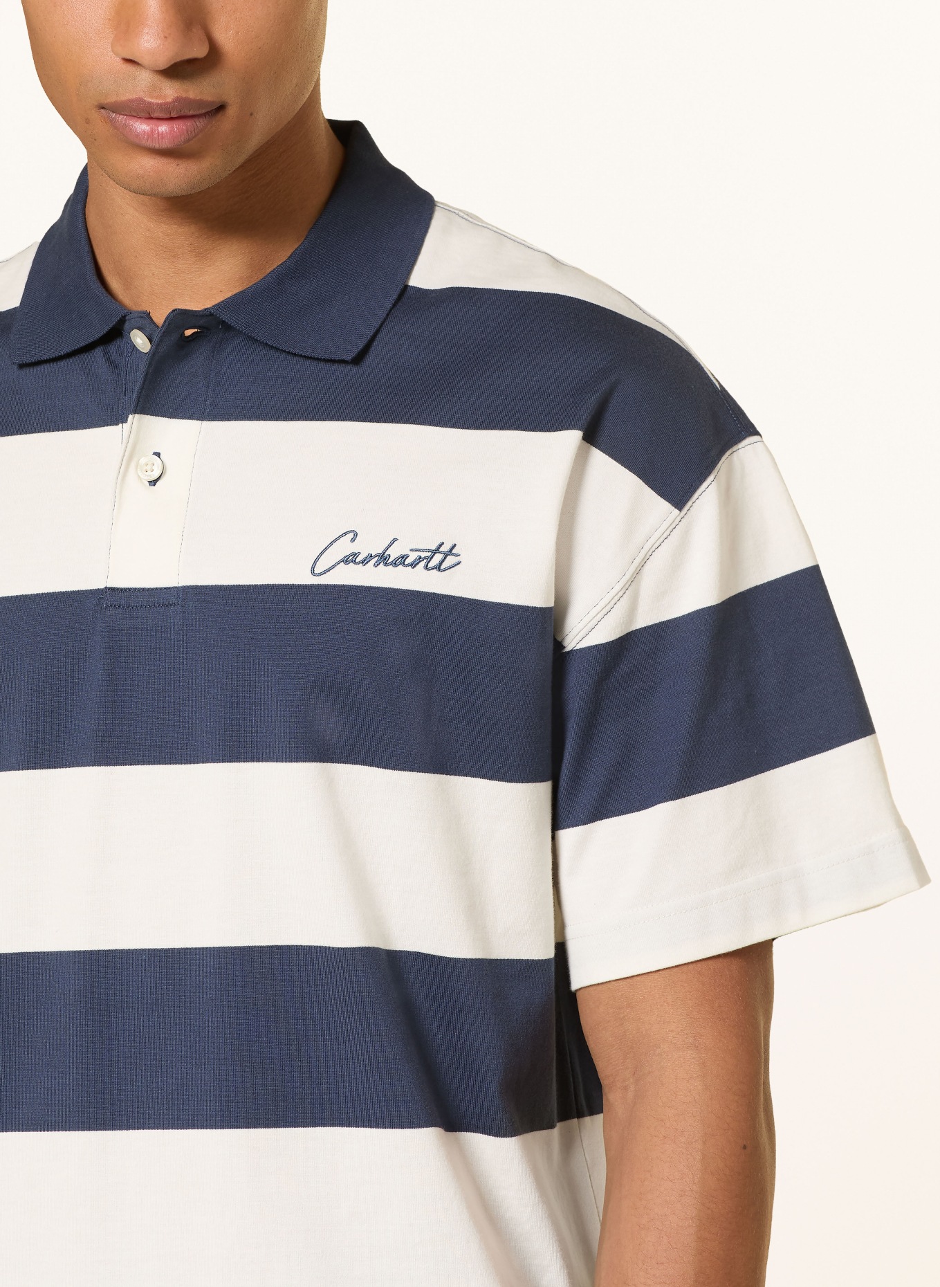 carhartt WIP Jersey-Poloshirt DELRAY: DUNKELBLAU / WEISS