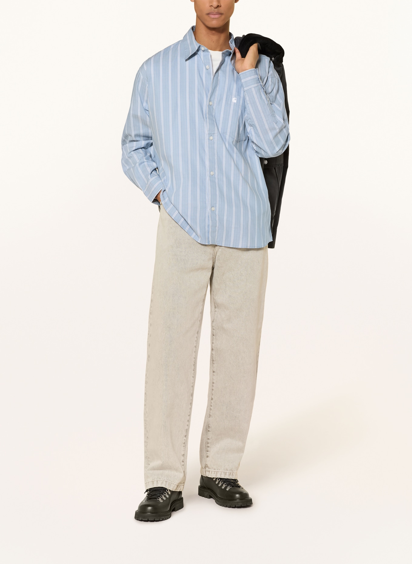 carhartt WIP Hemd Loose Fit: HELLBLAU / WEISS