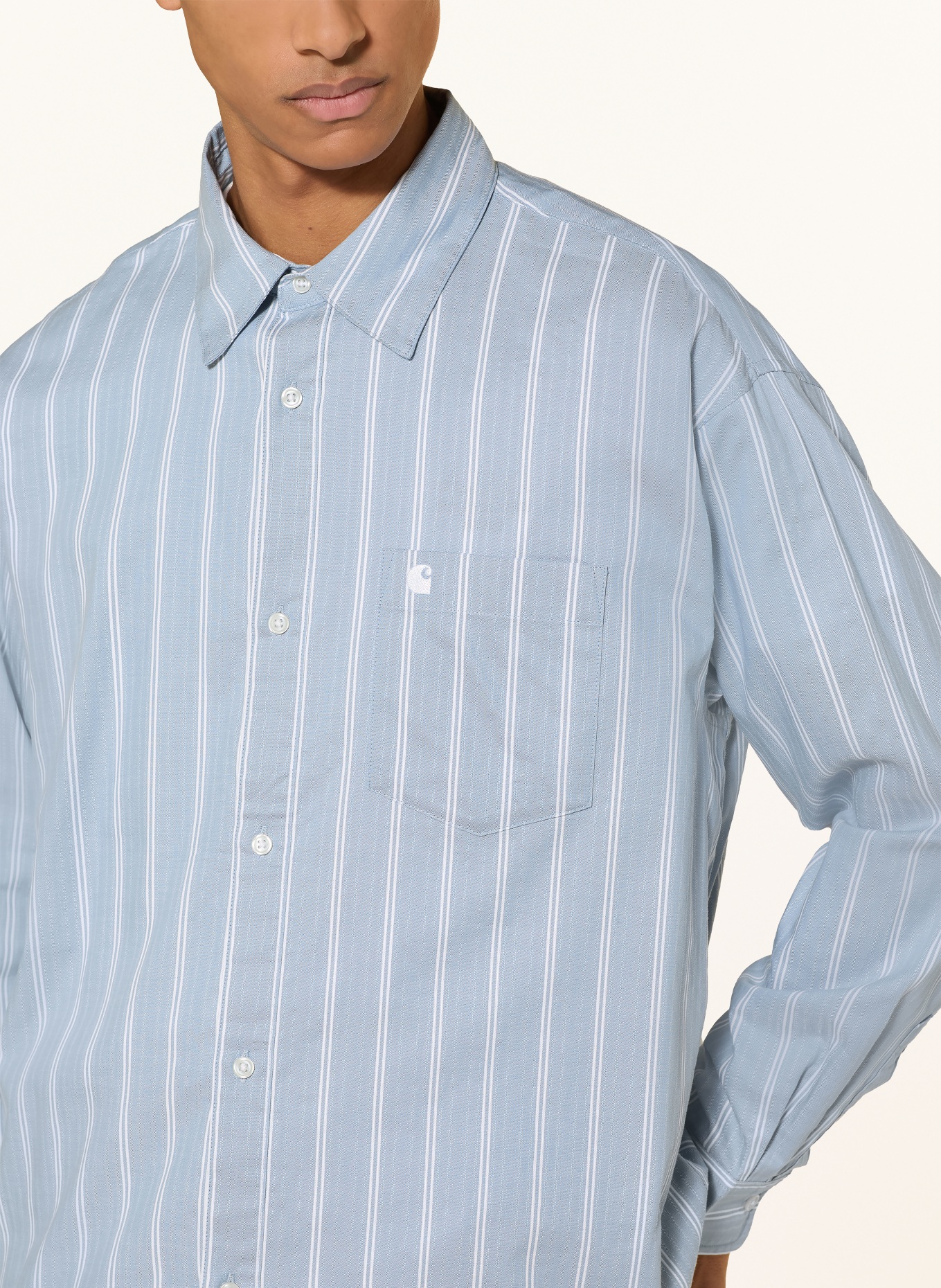 carhartt WIP Hemd Loose Fit: HELLBLAU / WEISS