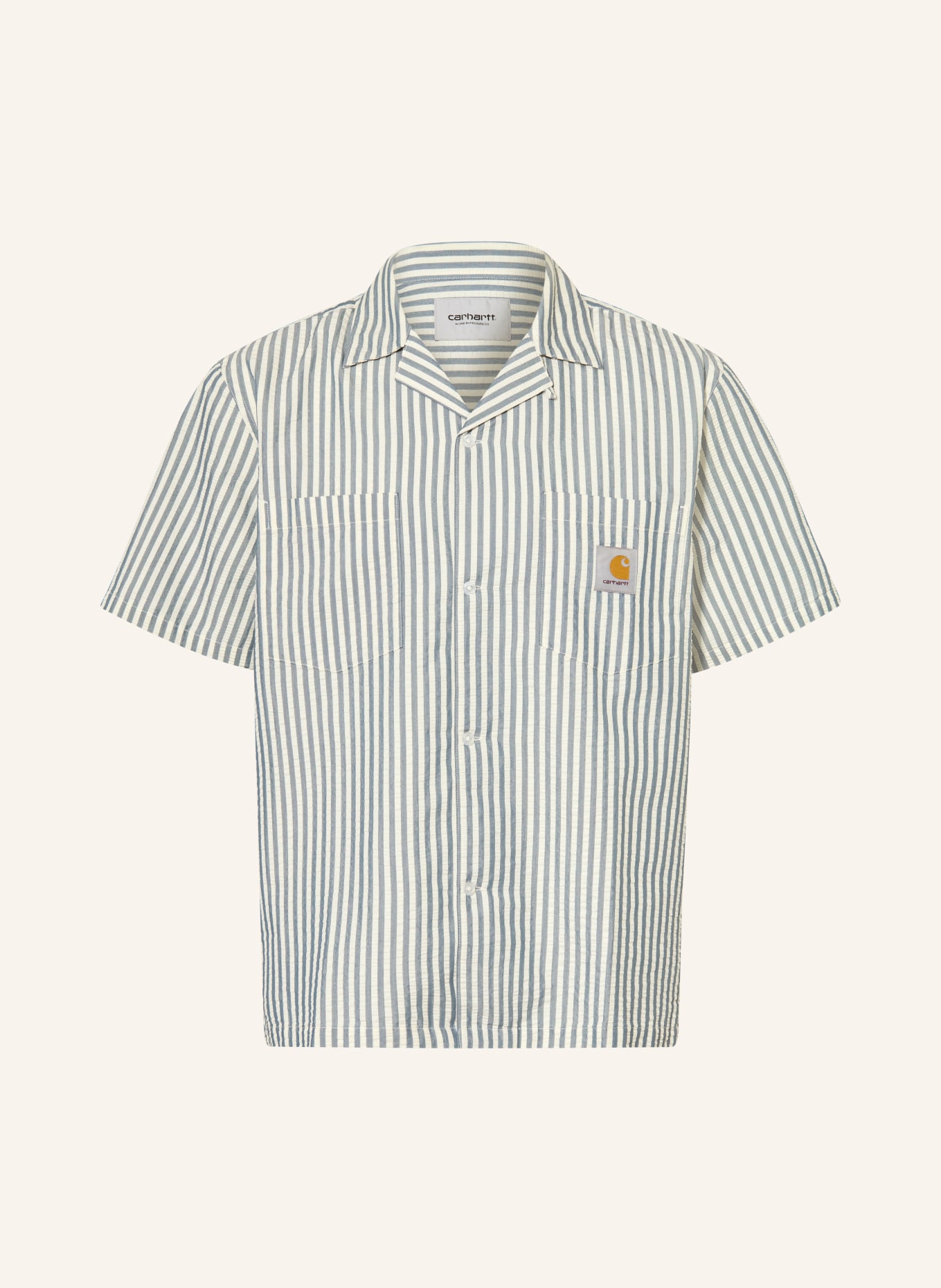 carhartt WIP Resorthemd LEAVEL Comfort Fit: BLAUGRAU / WEISS