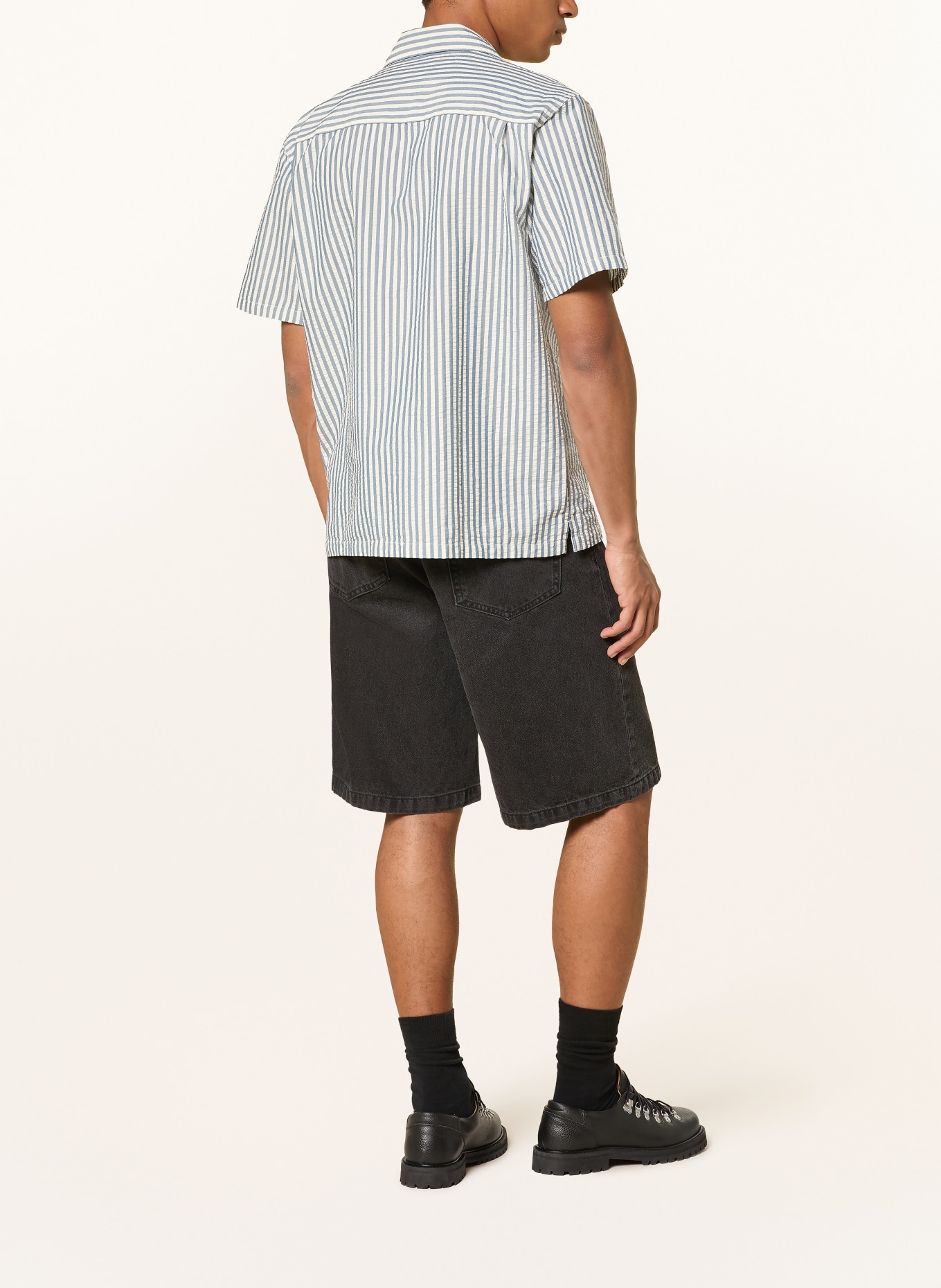 carhartt WIP Resorthemd LEAVEL Comfort Fit: BLAUGRAU / WEISS