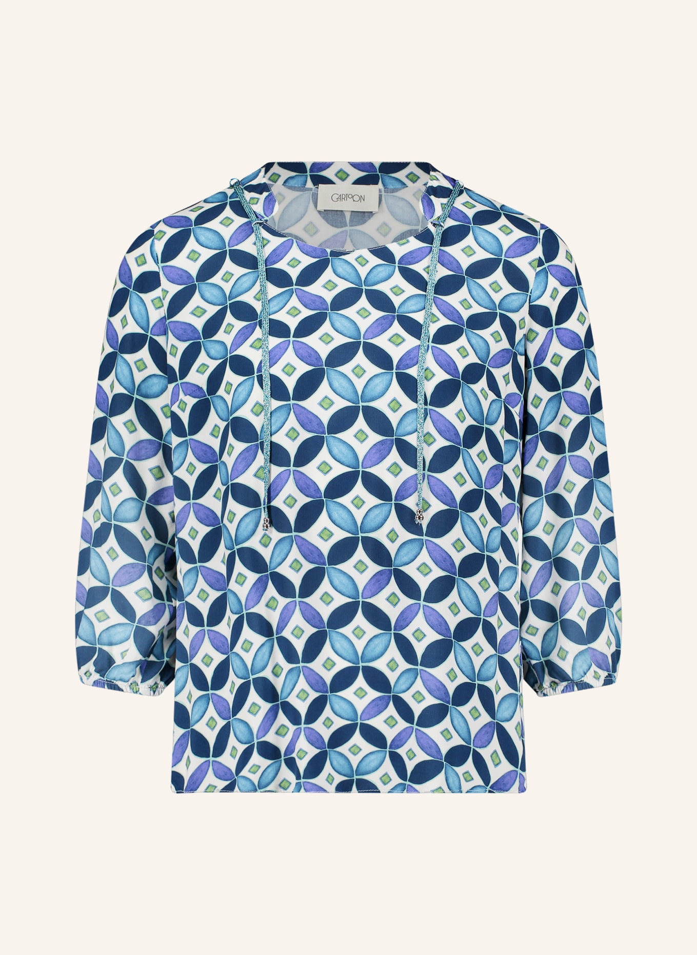CARTOON Blouse met 3/4-mouwen: BLAUW / GROEN / WIT