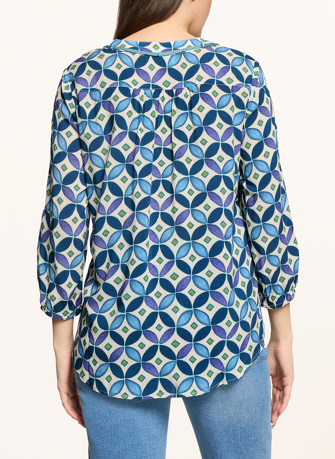 CARTOON Blouse met 3/4-mouwen: BLAUW / GROEN / WIT