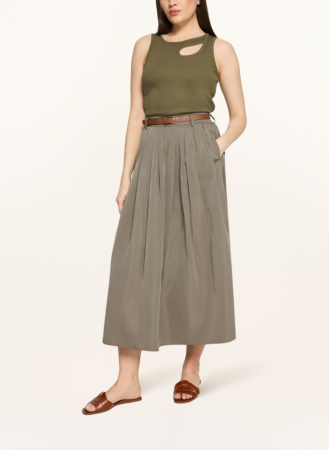 CARTOON Rock mit Plissees: KHAKI