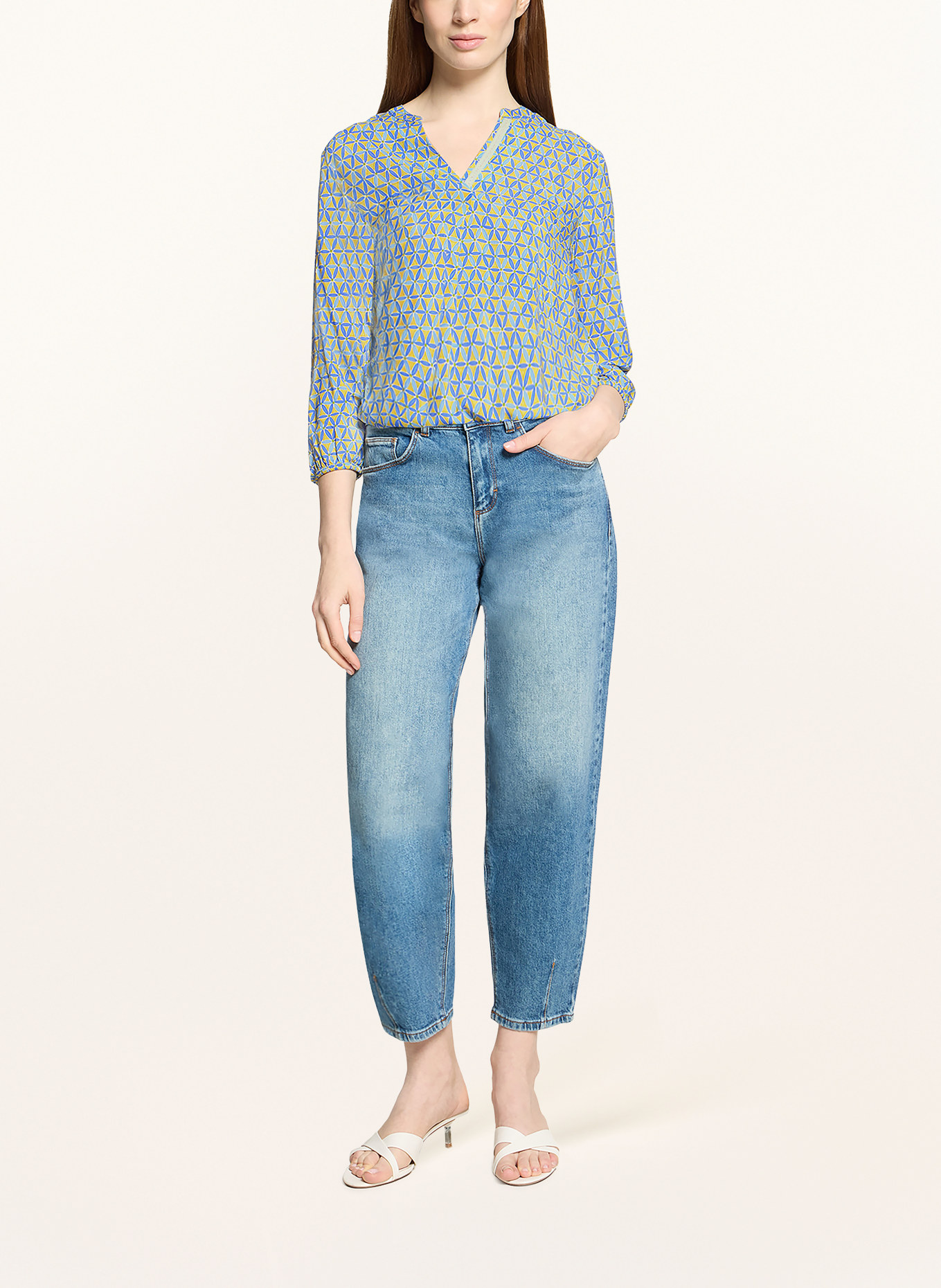 CARTOON Blouse met 3/4-mouwen: LICHTGROEN / BLAUW