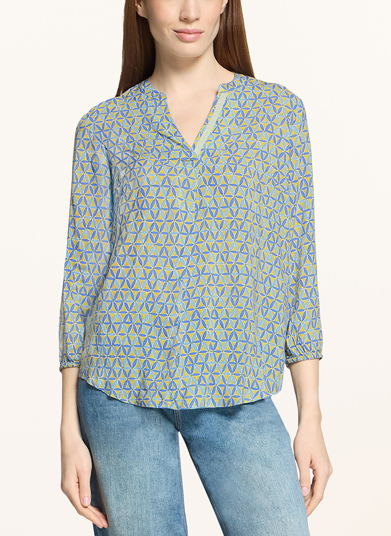 CARTOON Blouse met 3/4-mouwen: LICHTGROEN / BLAUW