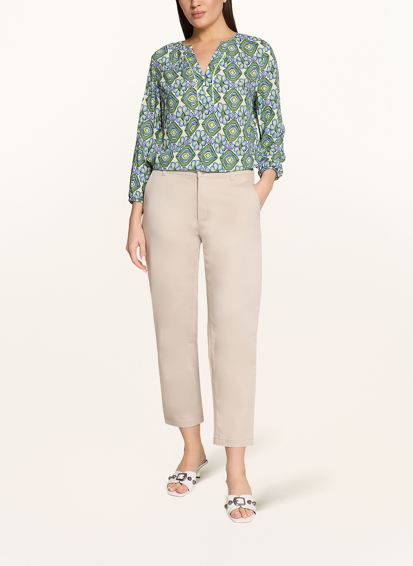 CARTOON Blouse met 3/4-mouwen: GROEN / GEEL / LICHTBLAUW