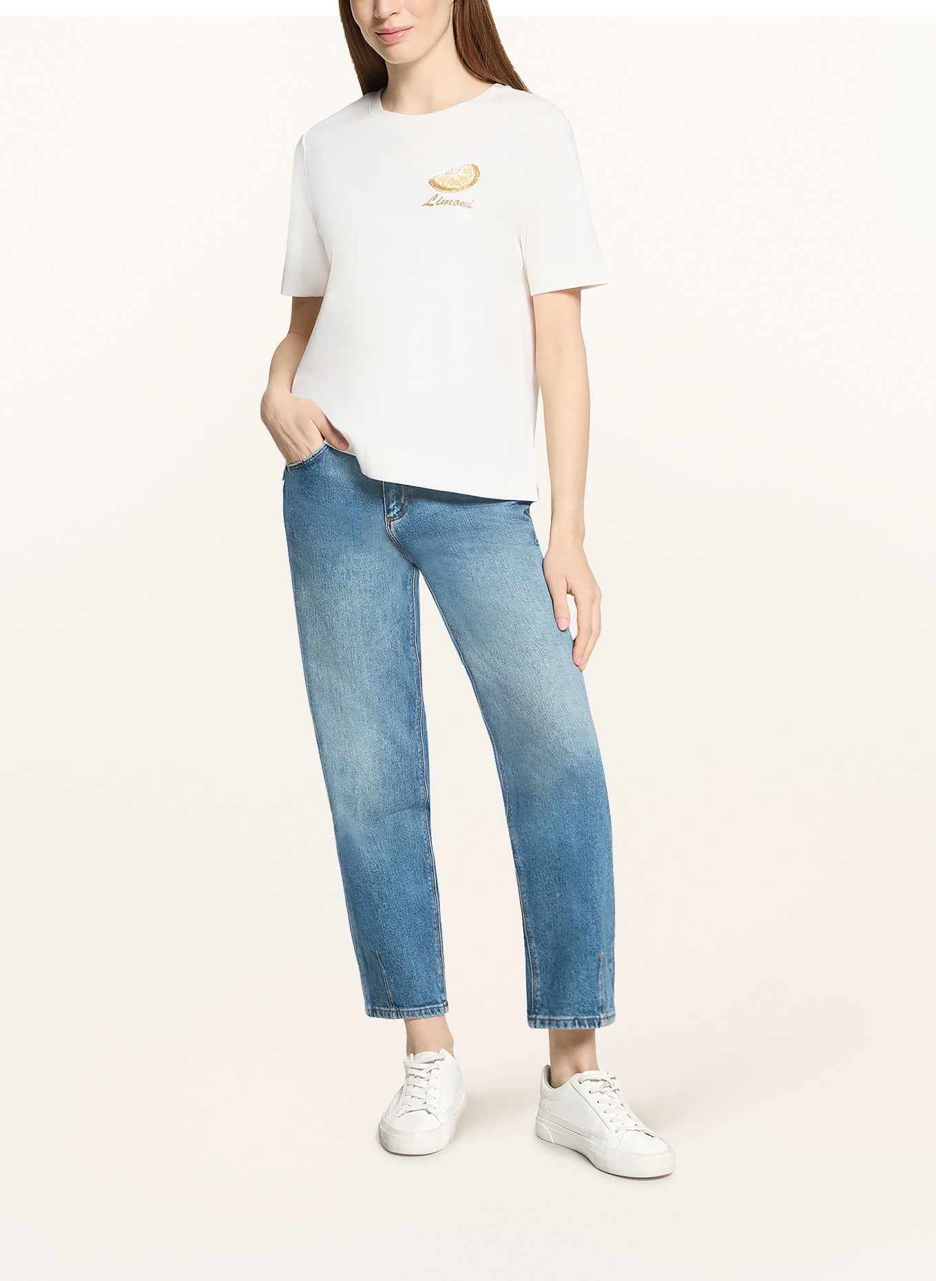 CARTOON T-Shirt mit Glitzergarn: WEISS / GELB / BLAU