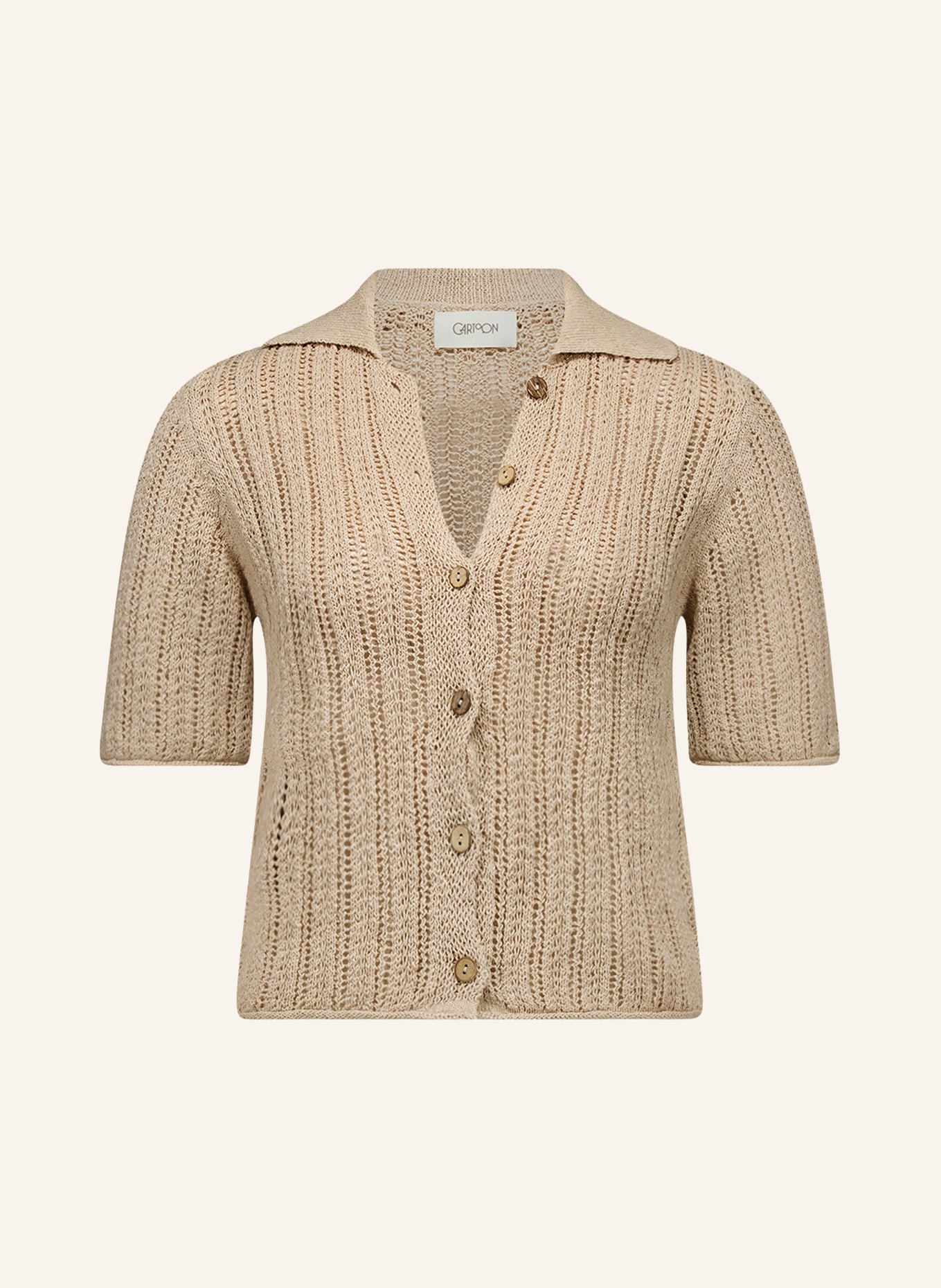 CARTOON Strickjacke im Materialmix: HELLBRAUN