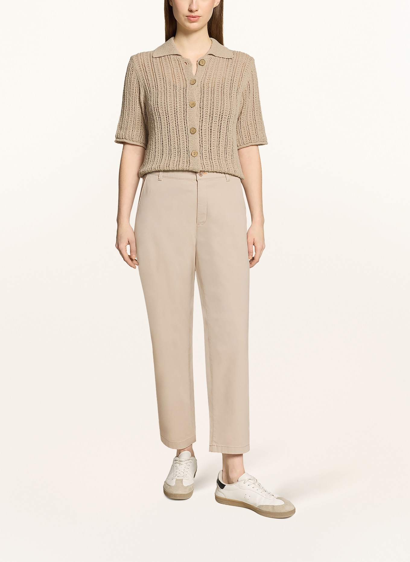 CARTOON Strickjacke im Materialmix: HELLBRAUN