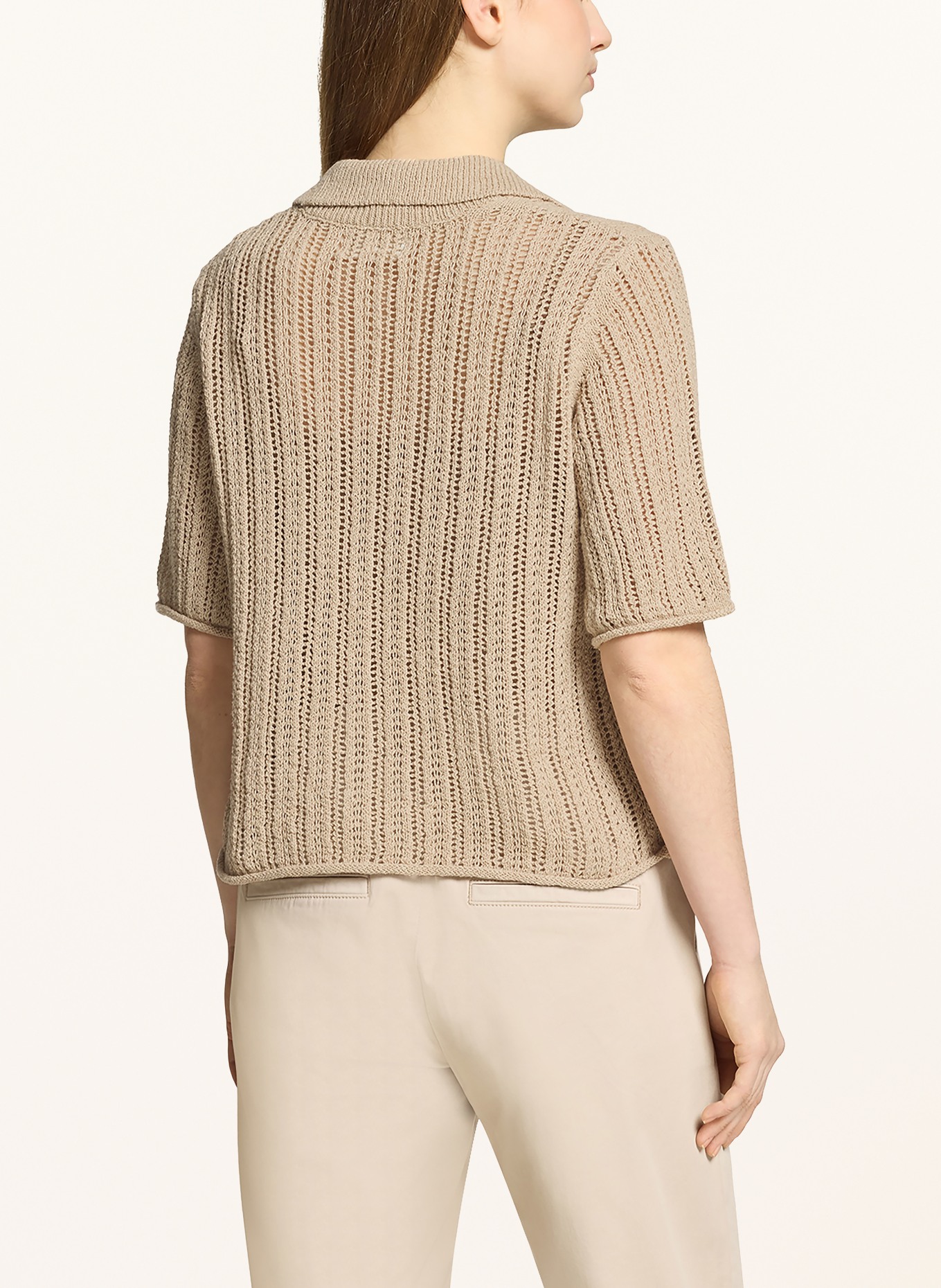 CARTOON Strickjacke im Materialmix: HELLBRAUN