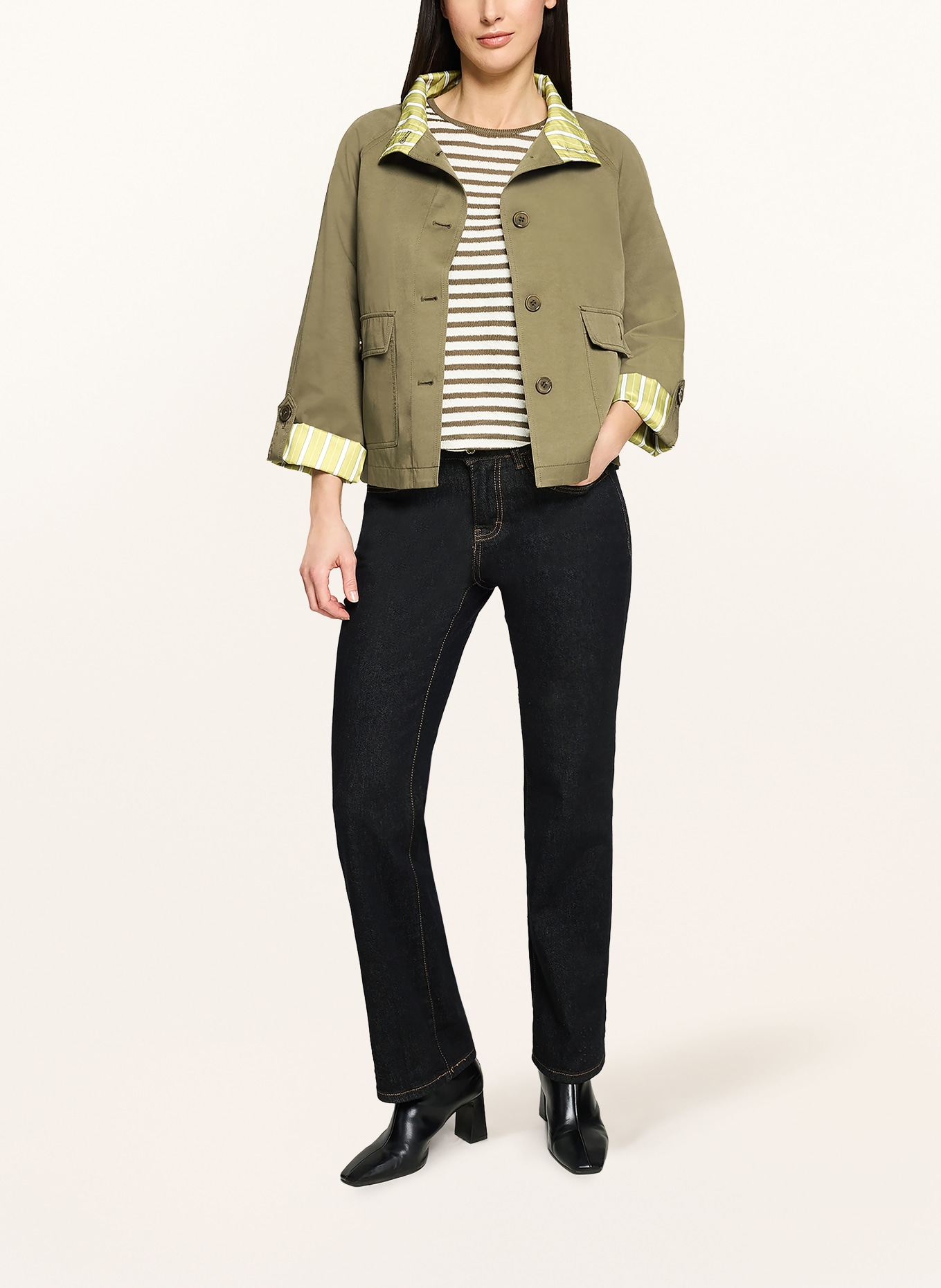 CARTOON jasje met pasjes: KAKI / LICHTGROEN / WIT