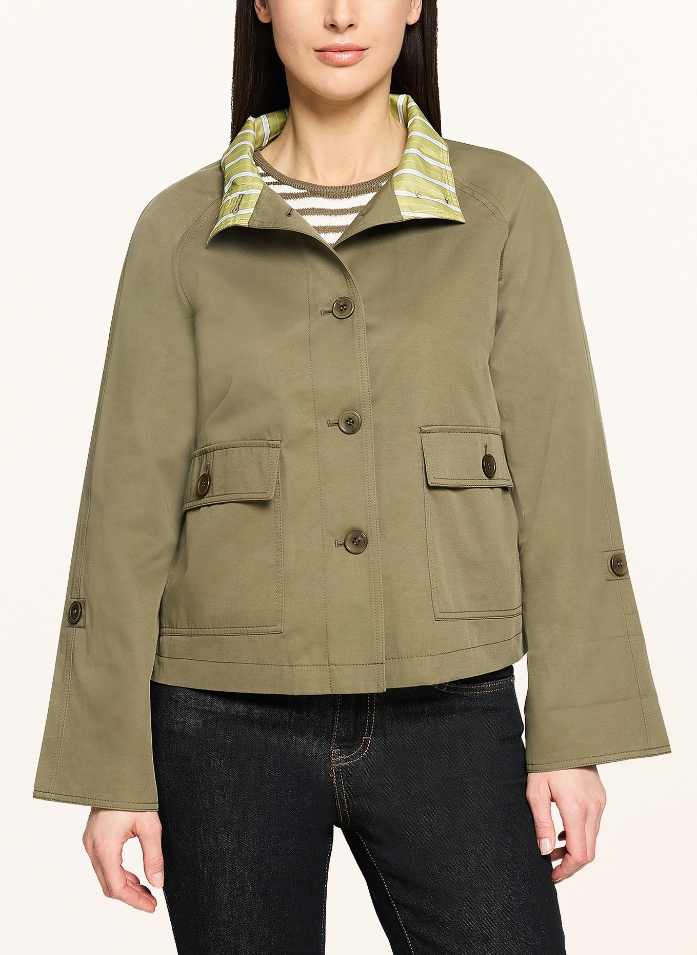 CARTOON jasje met pasjes: KAKI / LICHTGROEN / WIT