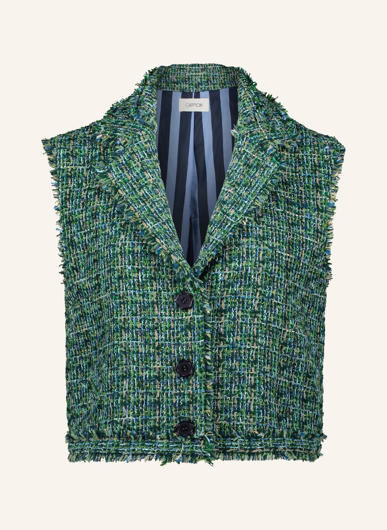 CARTOON Tweed-Weste: GRÜN / BEIGE / PETROL