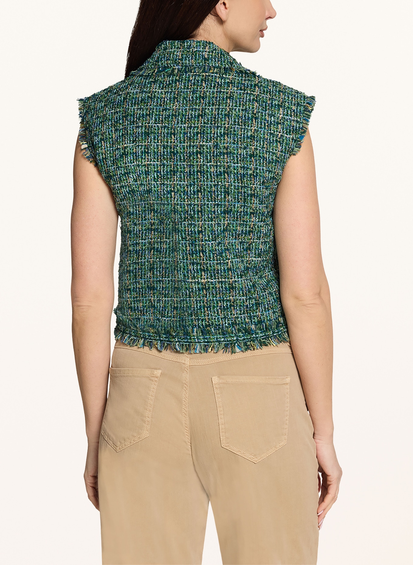 CARTOON Tweed-Weste: GRÜN / BEIGE / PETROL