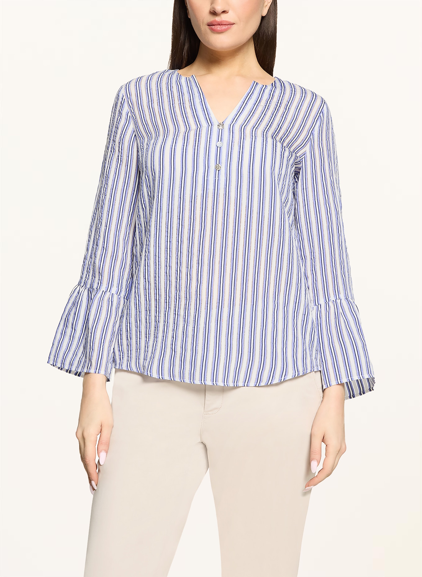 CARTOON blouse: WIT / LICHTBLAUW / DONKERBLAUW