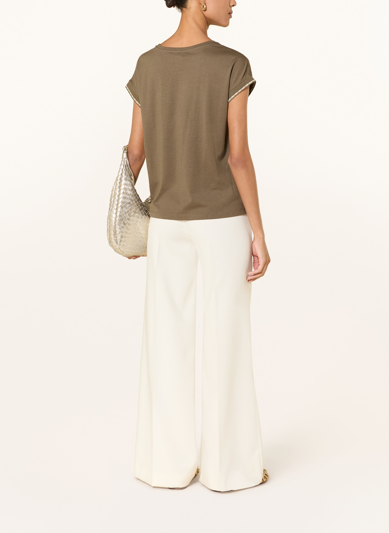 CARTOON T-shirt with glitter thread: KHAKI / WHITE / BLACK