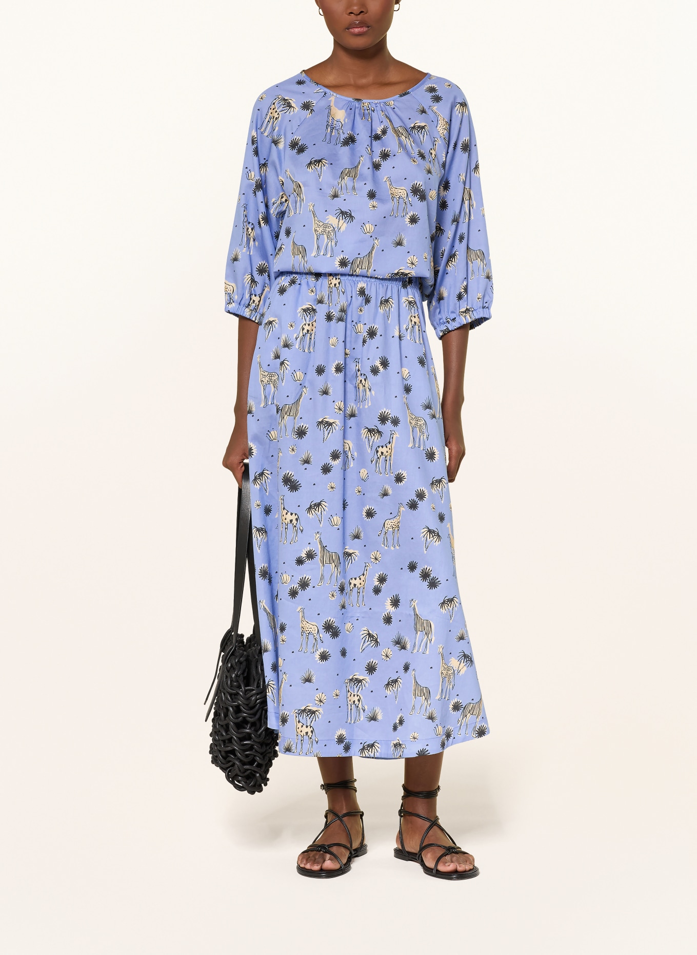 Smith & Soul Blouse met 3/4-mouwen: LICHTBLAUW / WIT / ZWART