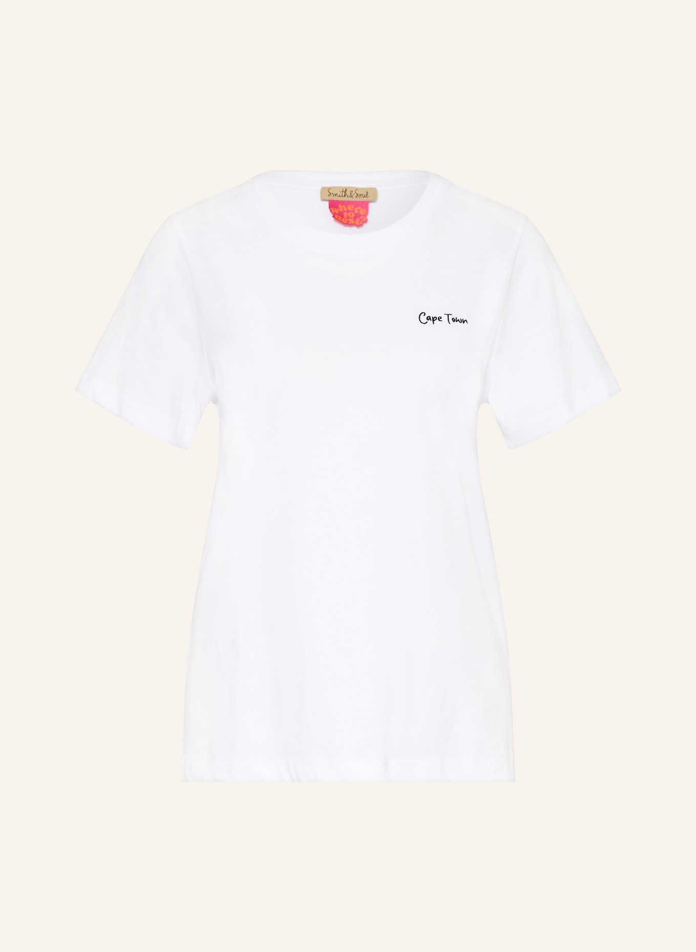Smith & Soul T-Shirt: WEISS / BEIGE / PINK