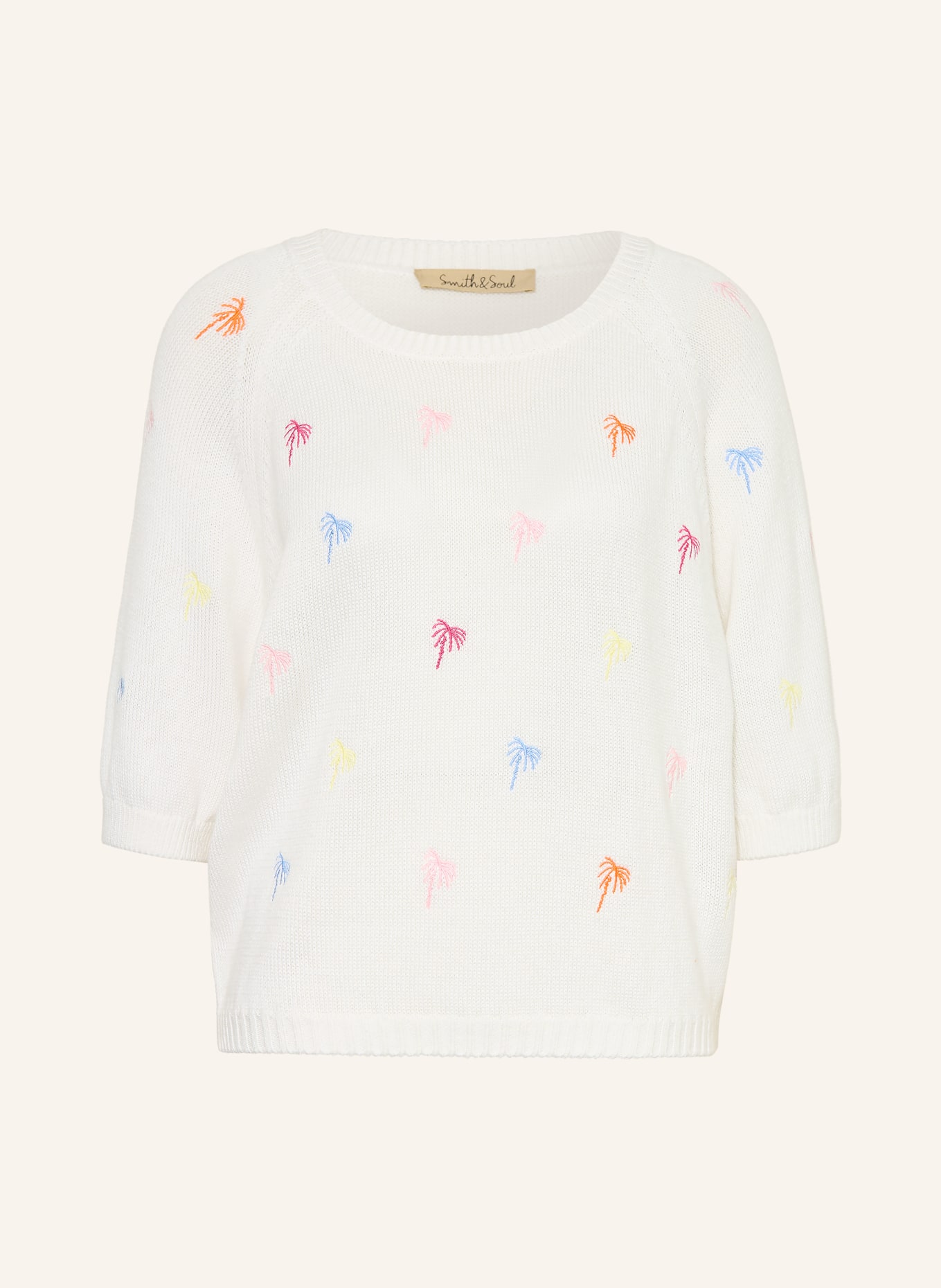 Smith & Soul Pull à manches 3/4: CRÈME / ROSE / ORANGE