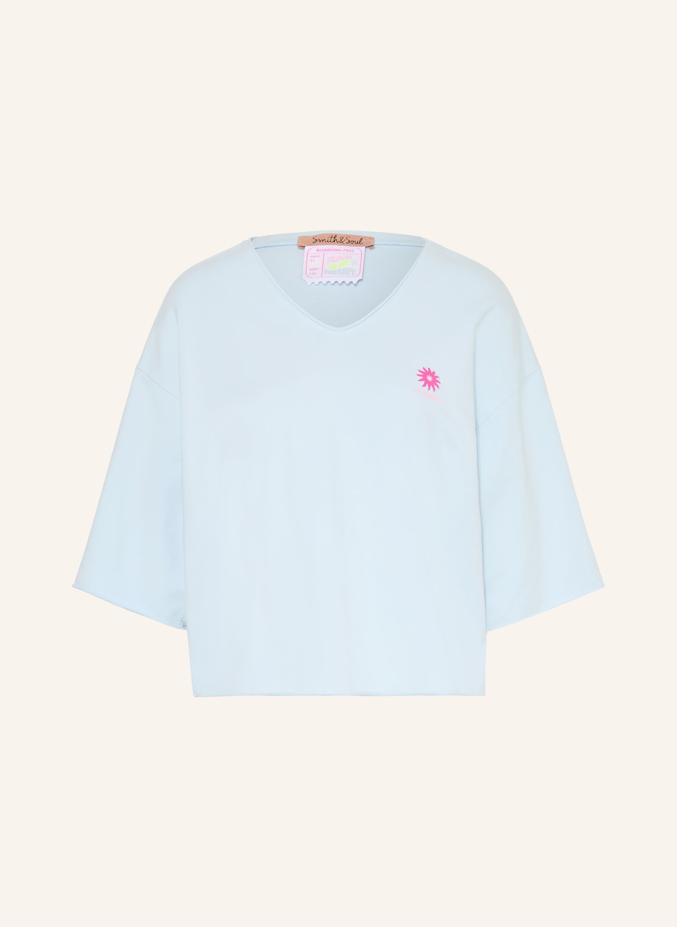 Smith & Soul Sweatshirt mit 3/4-Arm: HELLBLAU / ROSA / PINK